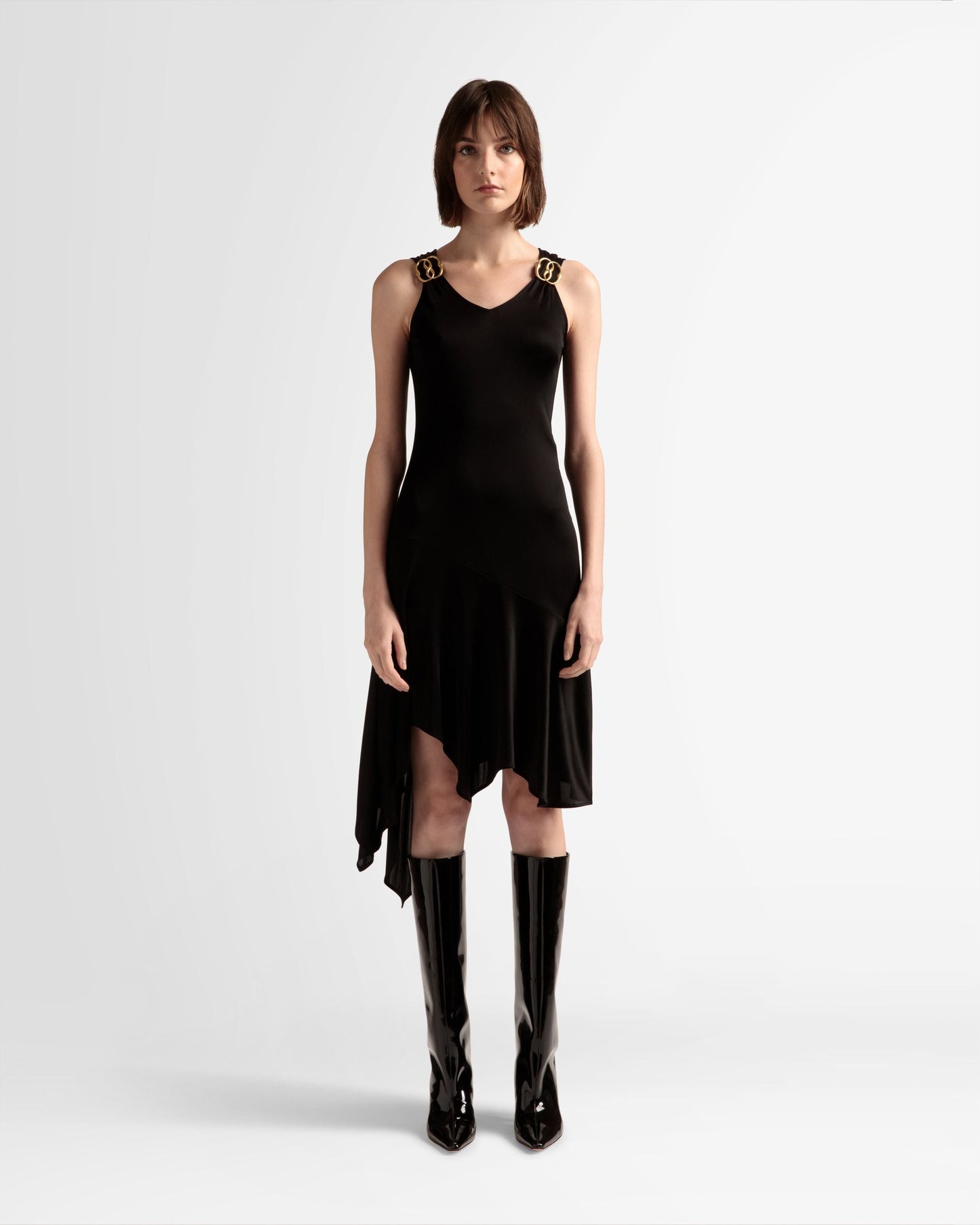Cutsew Dress | Women's Dress | Black Viscose Mix | Bally | On Model Front