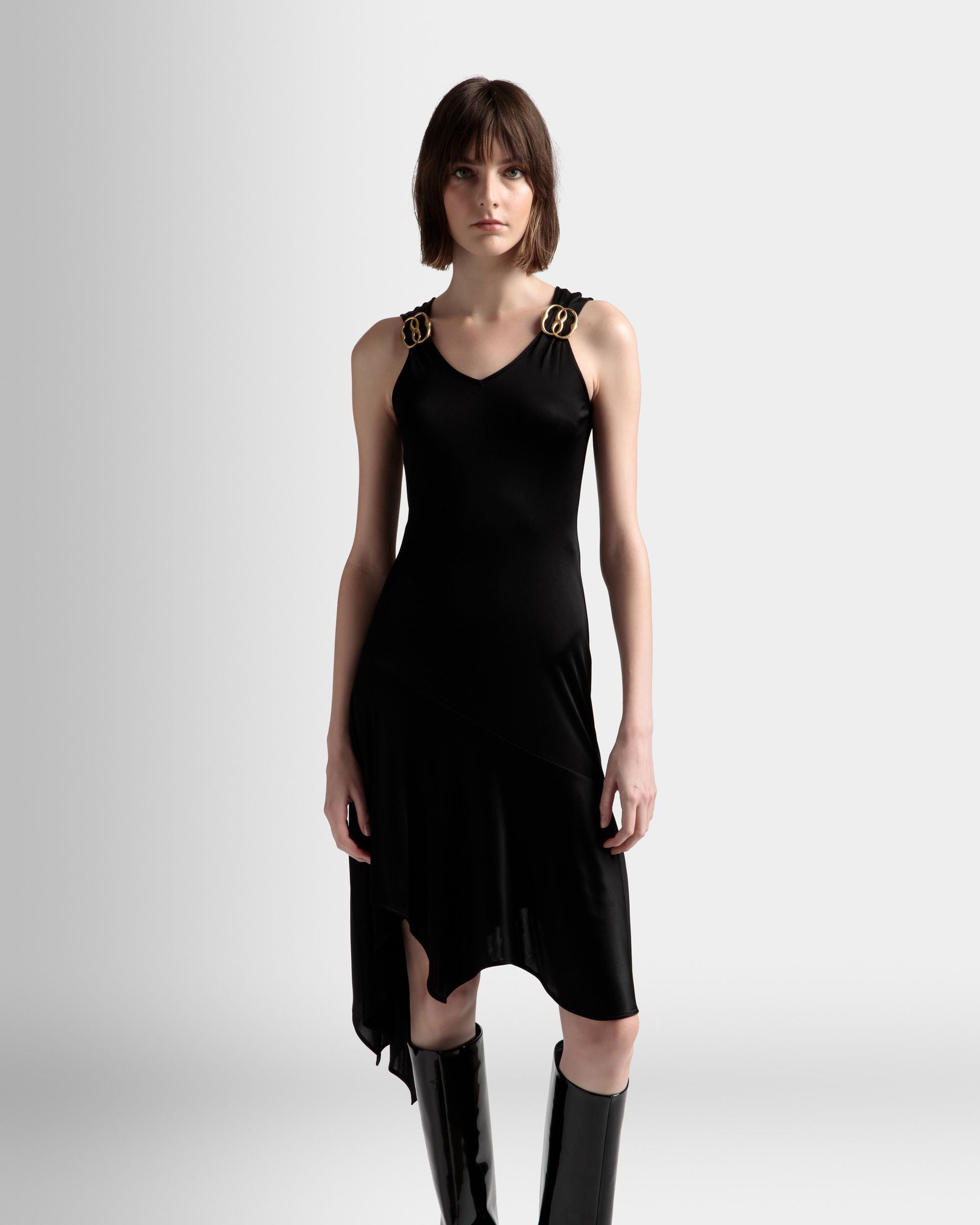 Cutsew Dress | Women's Dress | Black Viscose Mix | Bally | On Model Close Up
