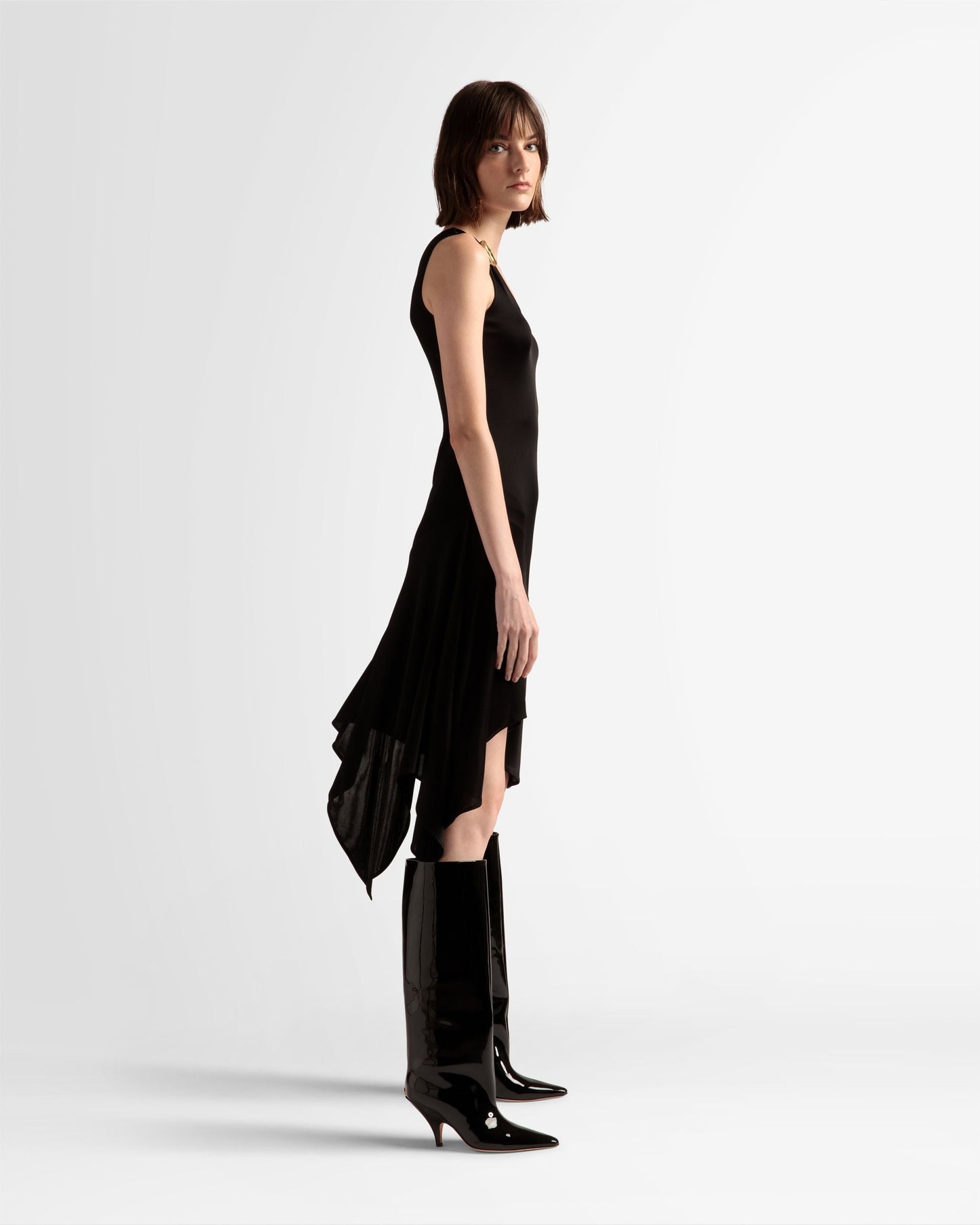 Cutsew Dress | Women's Dress | Black Viscose Mix | Bally | On Model 3/4 Front