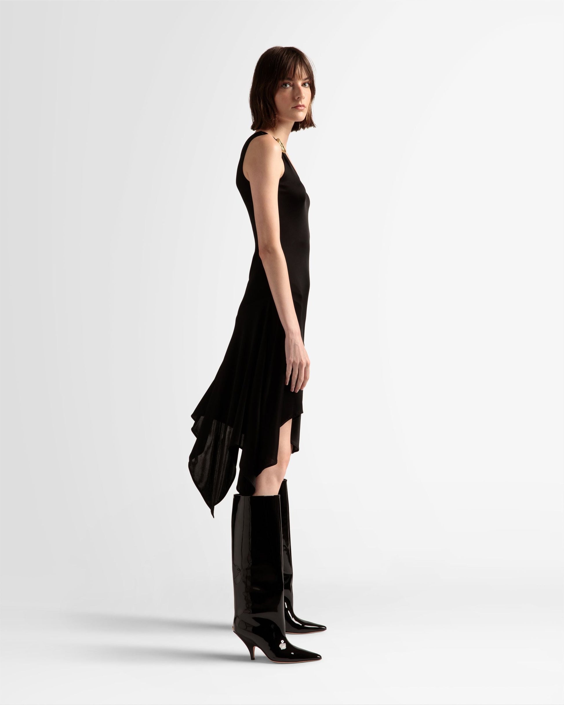 Cutsew Dress | Women's Dress | Black Viscose Mix | Bally | On Model 3/4 Front