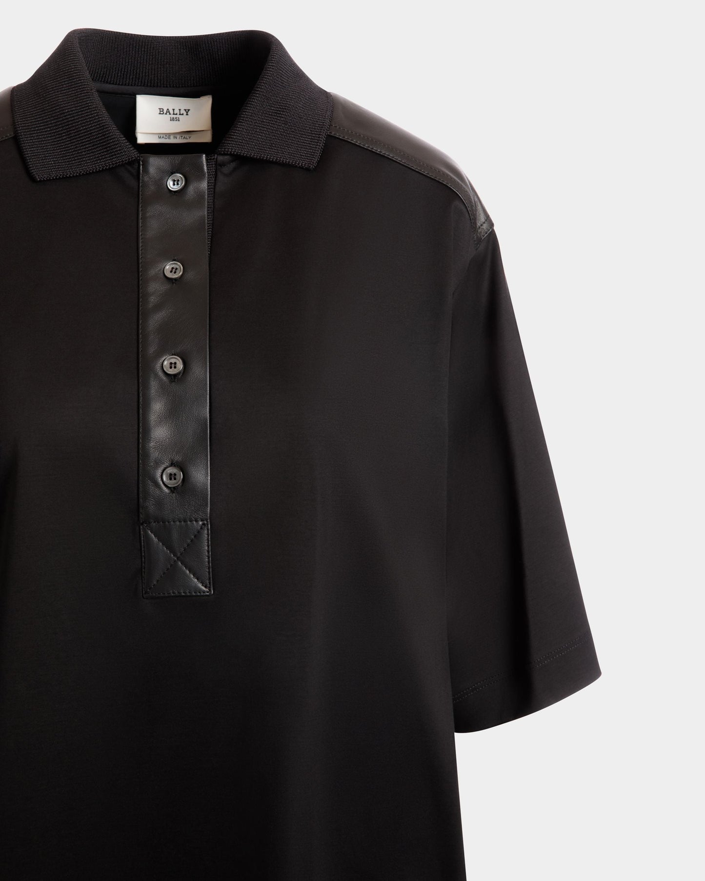 Shirt Dress in Black Cotton