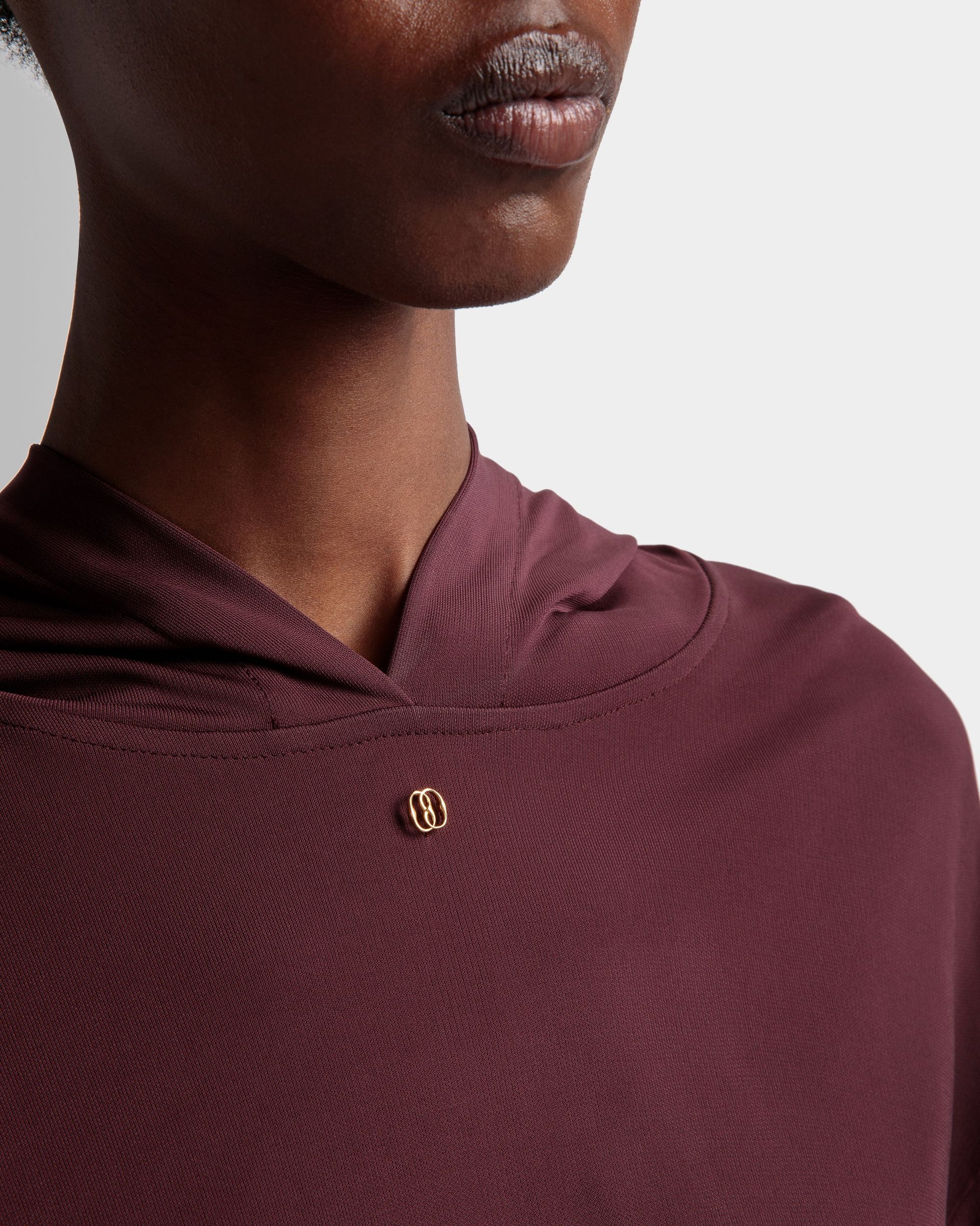 Hooded Sweatshirt | Women's Sweatshirt | Burgundy Fabric | Bally | On Model Detail