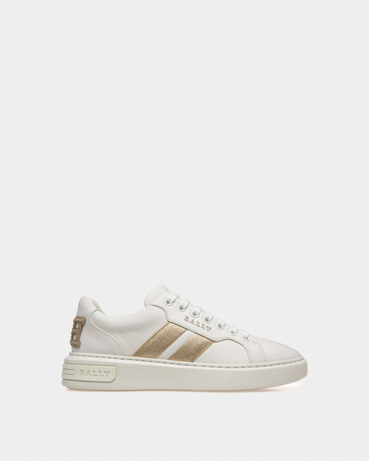 Melany Sneakers In White And Yellow Gold Leather