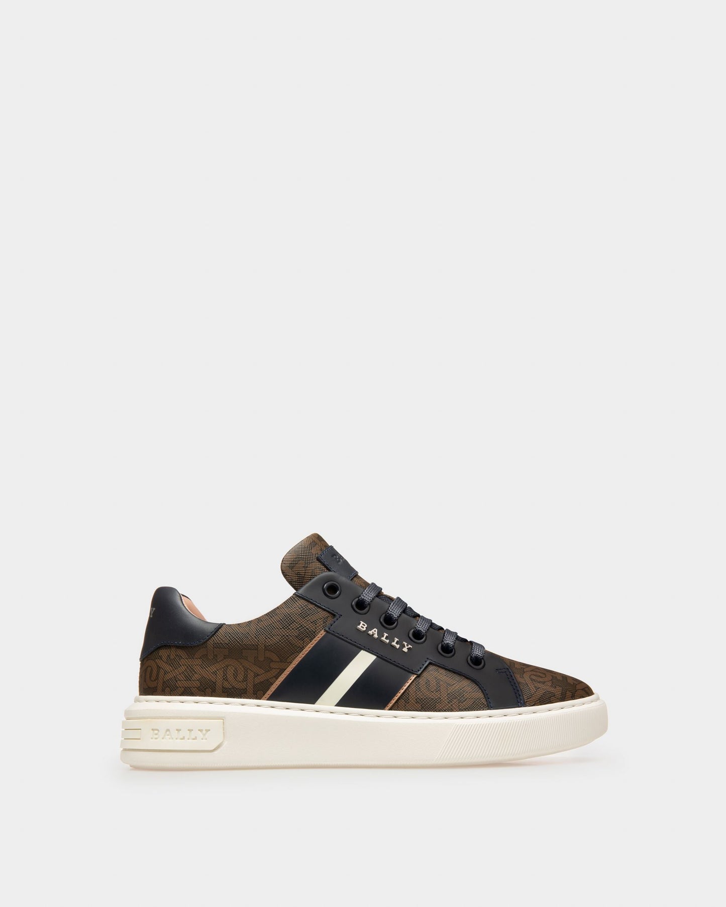 Myron Tpu & Leather Sneakers In Brown & Navy