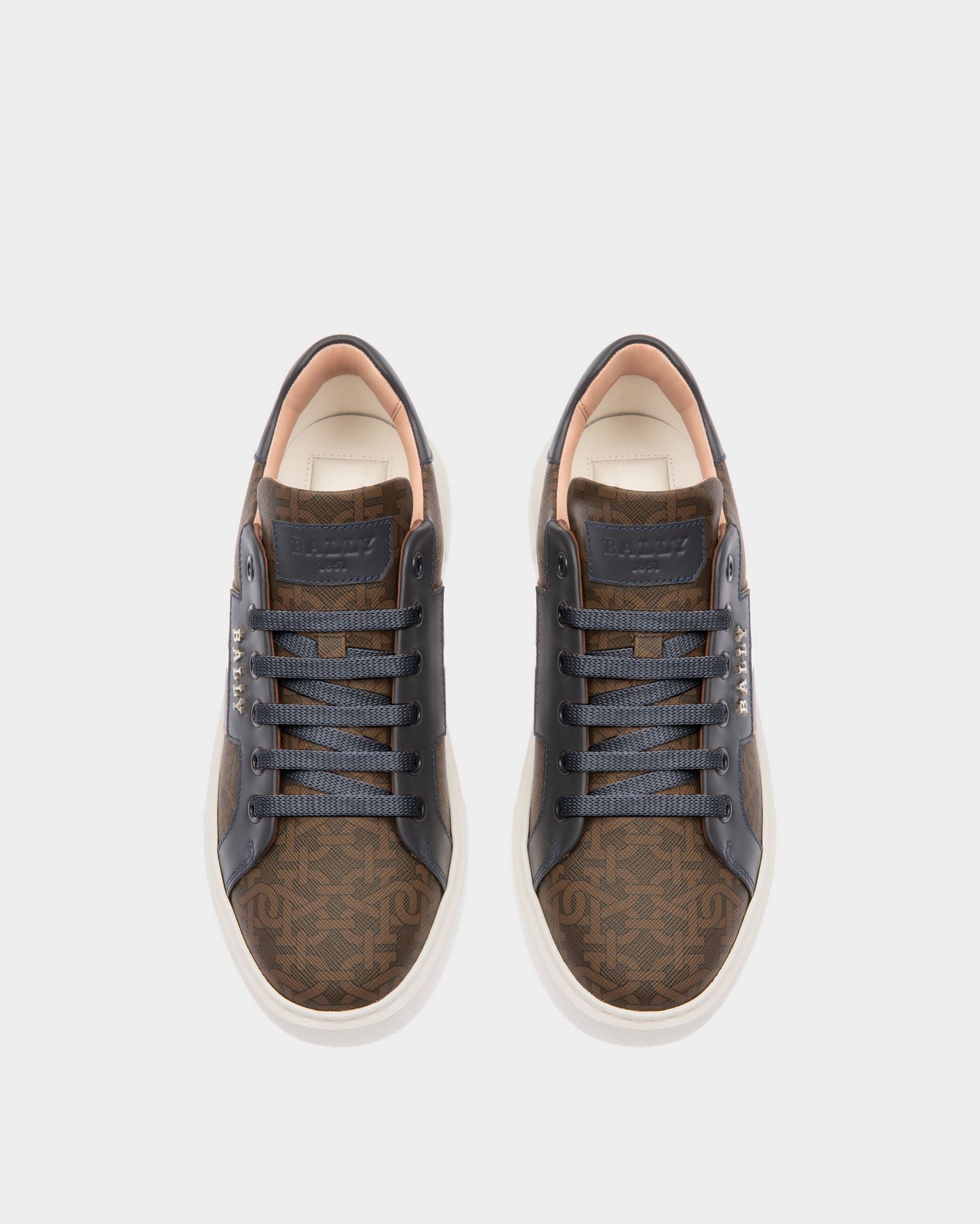 Myron Tpu & Leather Sneakers In Brown & Navy