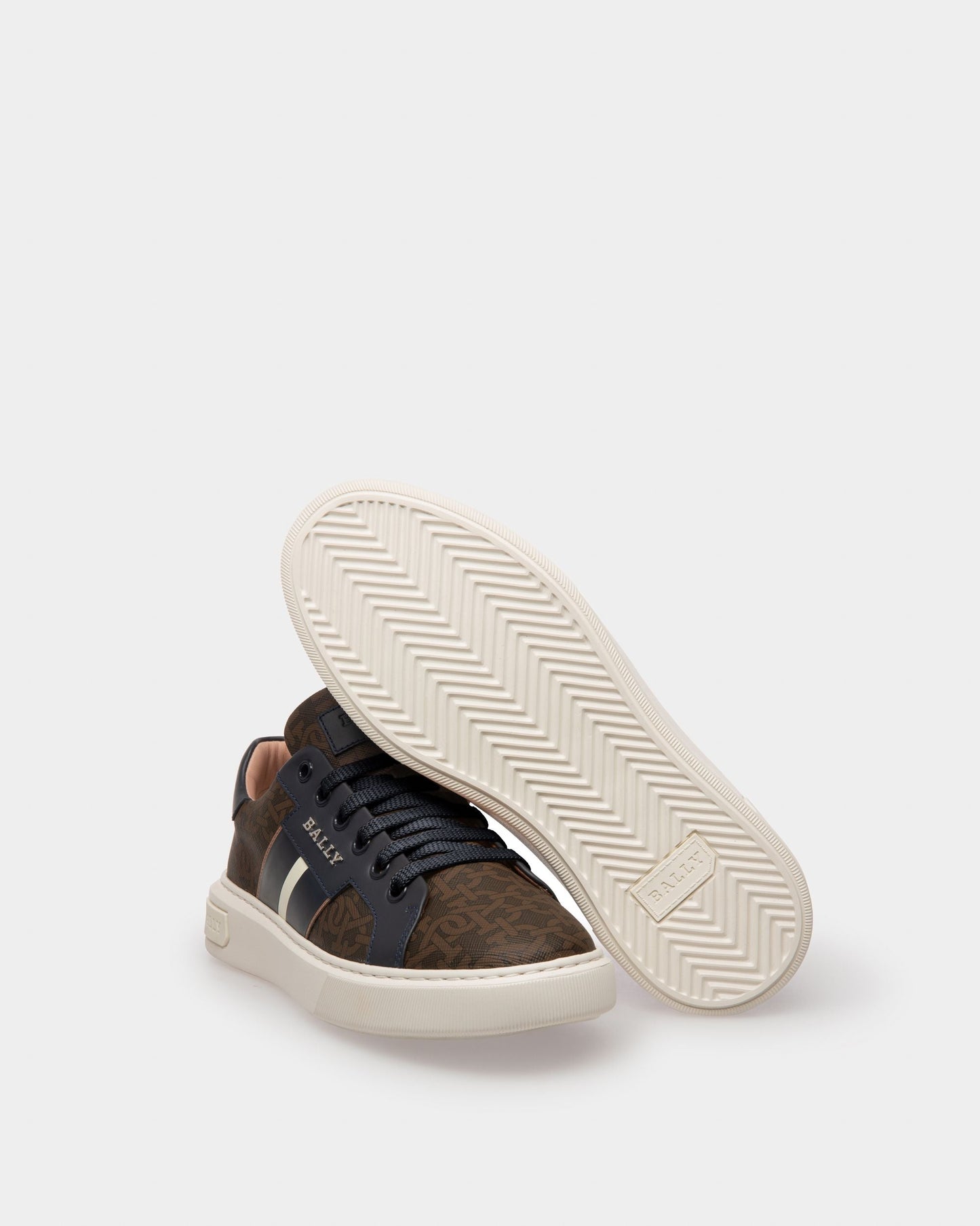 Myron Tpu & Leather Sneakers In Brown & Navy