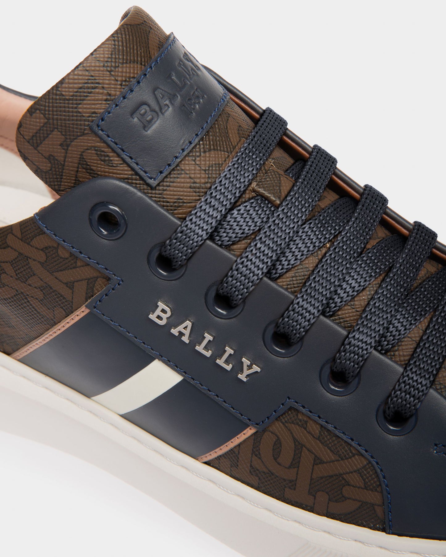 Myron Tpu & Leather Sneakers In Brown & Navy
