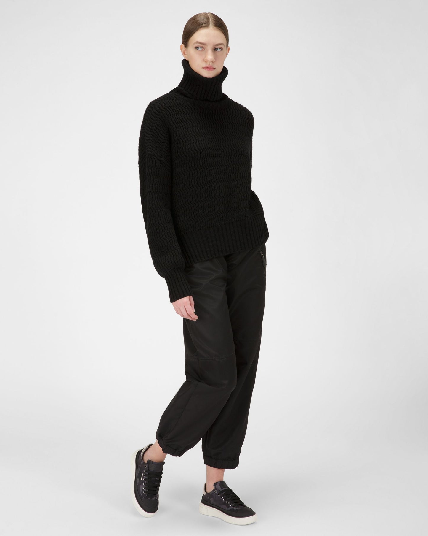Maily Recycled Polyester And Leather Sneakers In Black