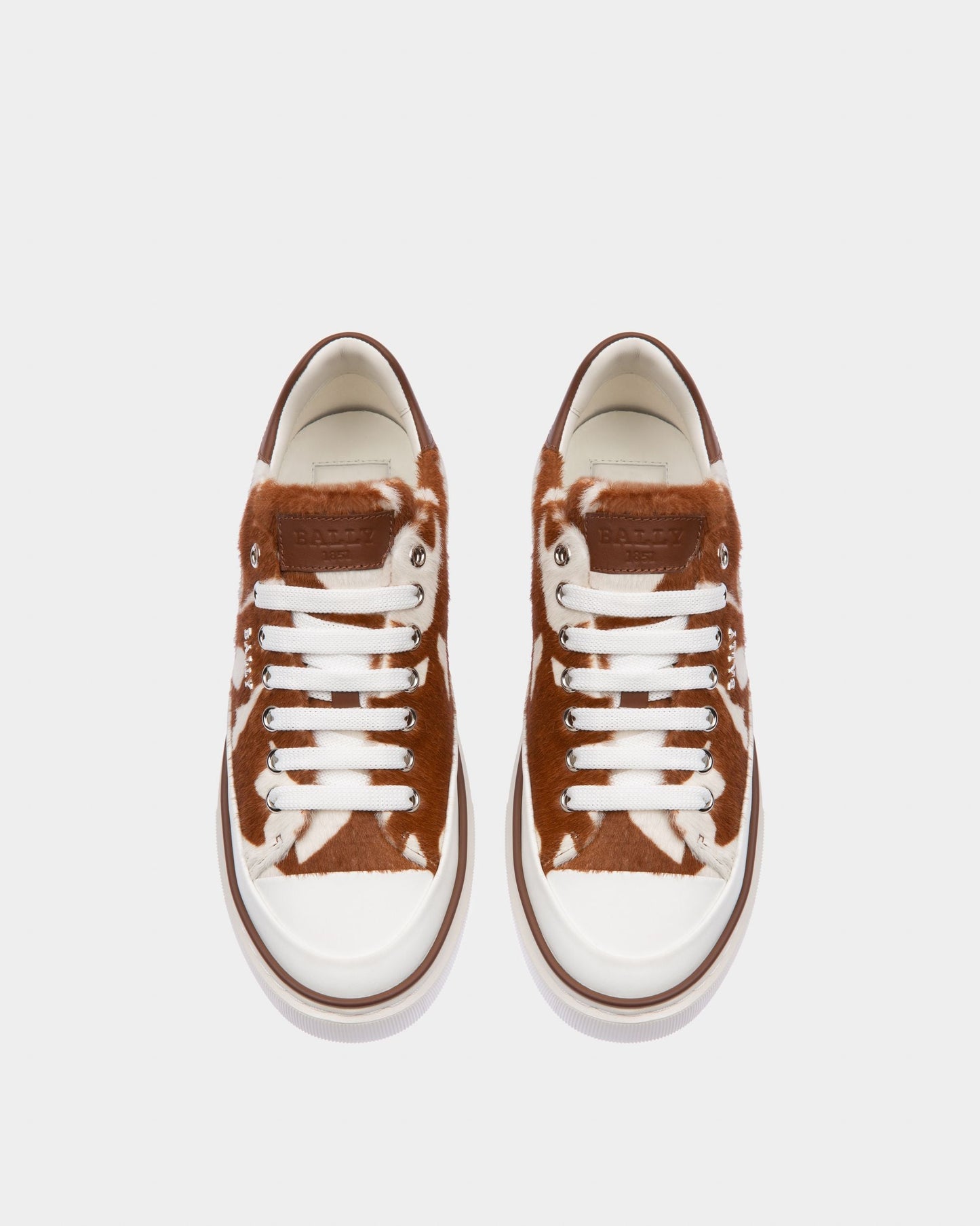 Maily Leather Sneakers In White & Brown