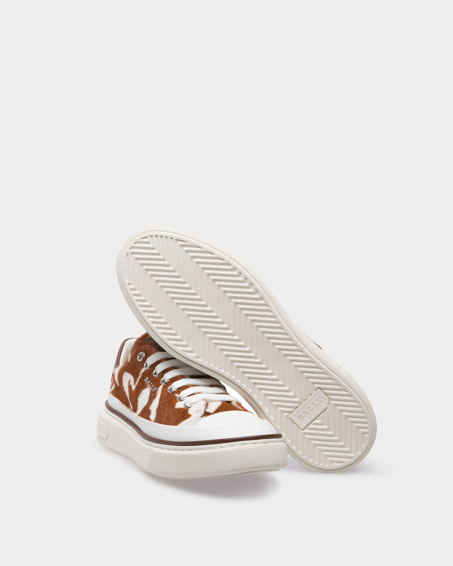 Maily Leather Sneakers In White & Brown