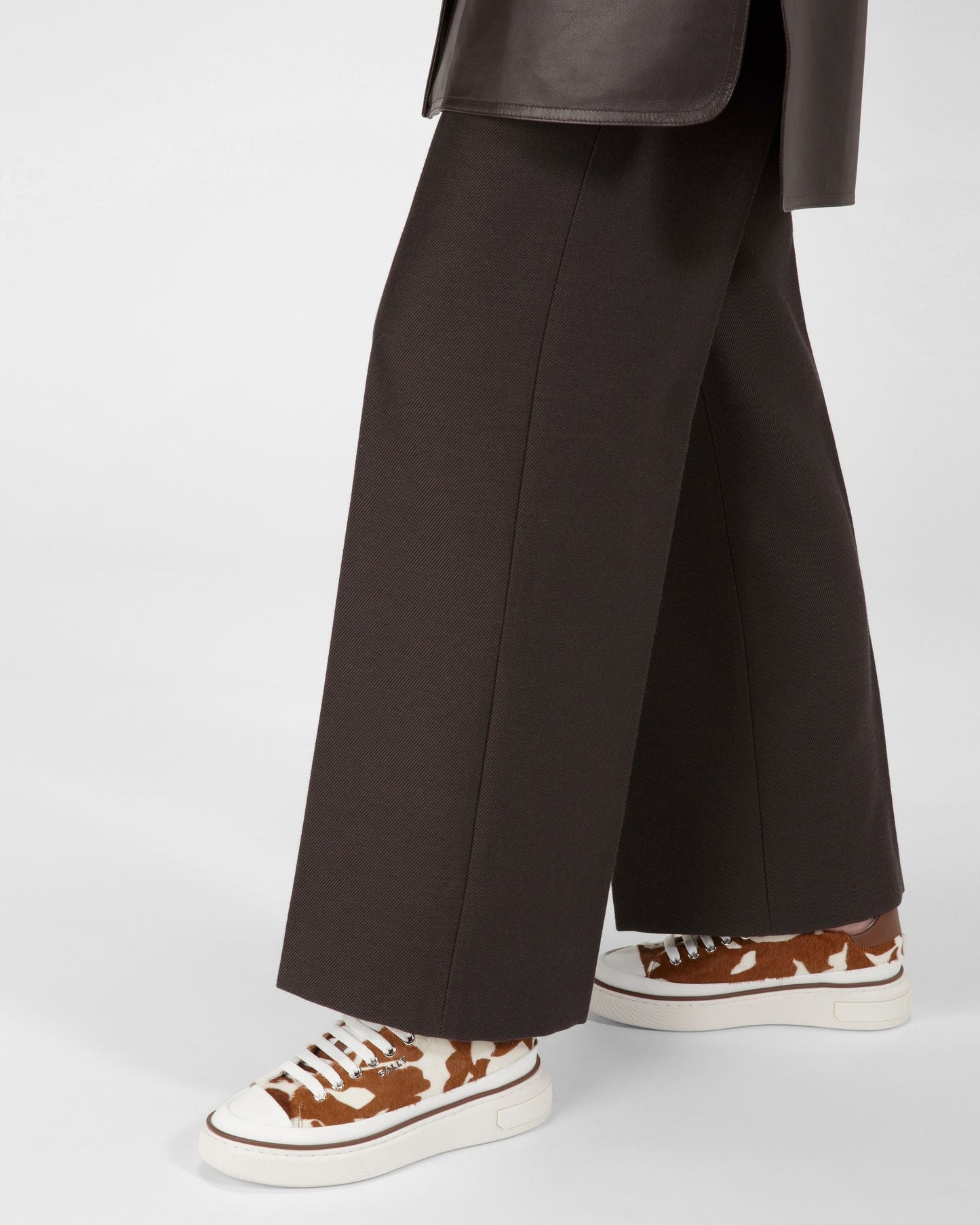 Maily Leather Sneakers In White & Brown