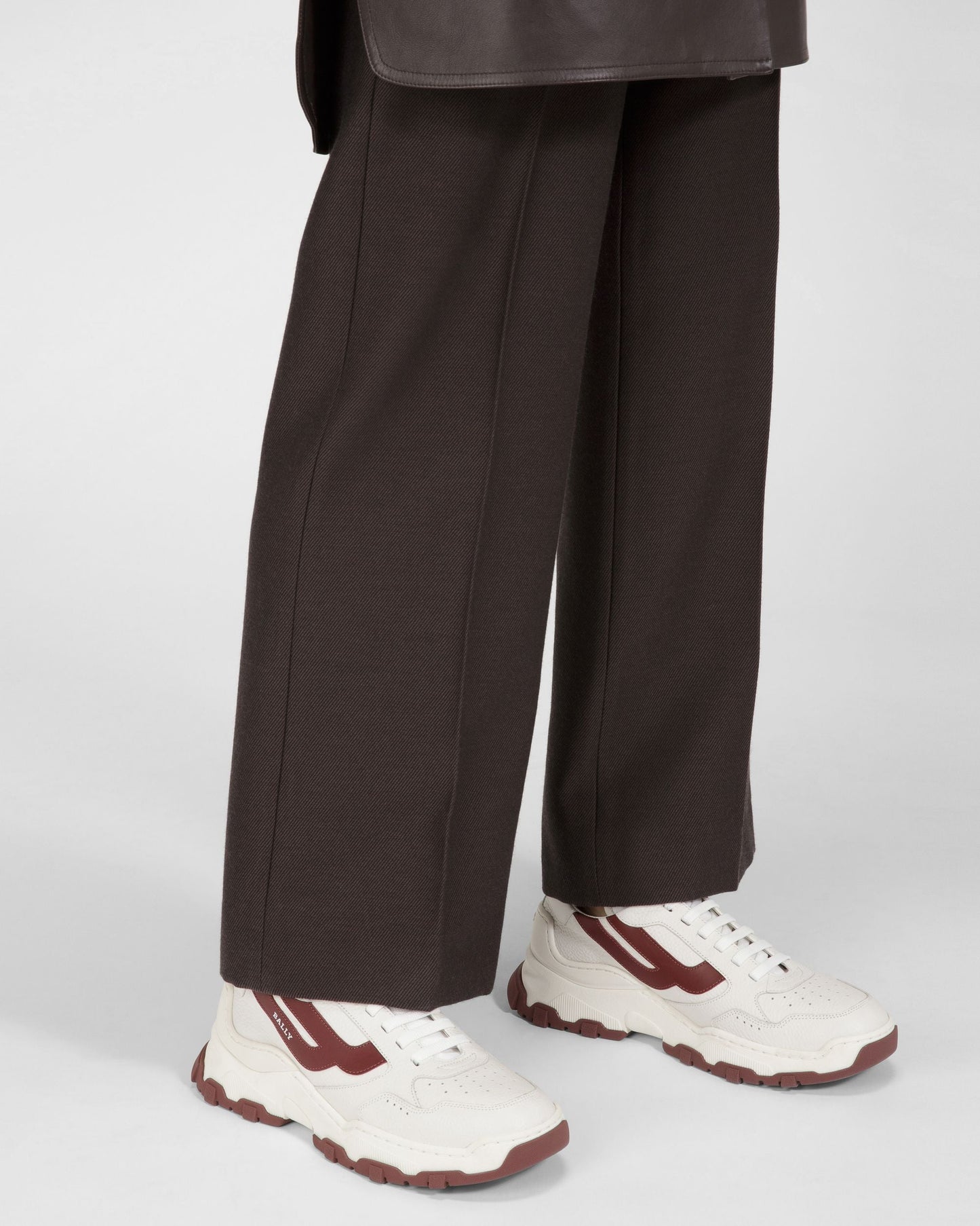 Holden Leather And Fabric Sneakers In White And Heritage Red