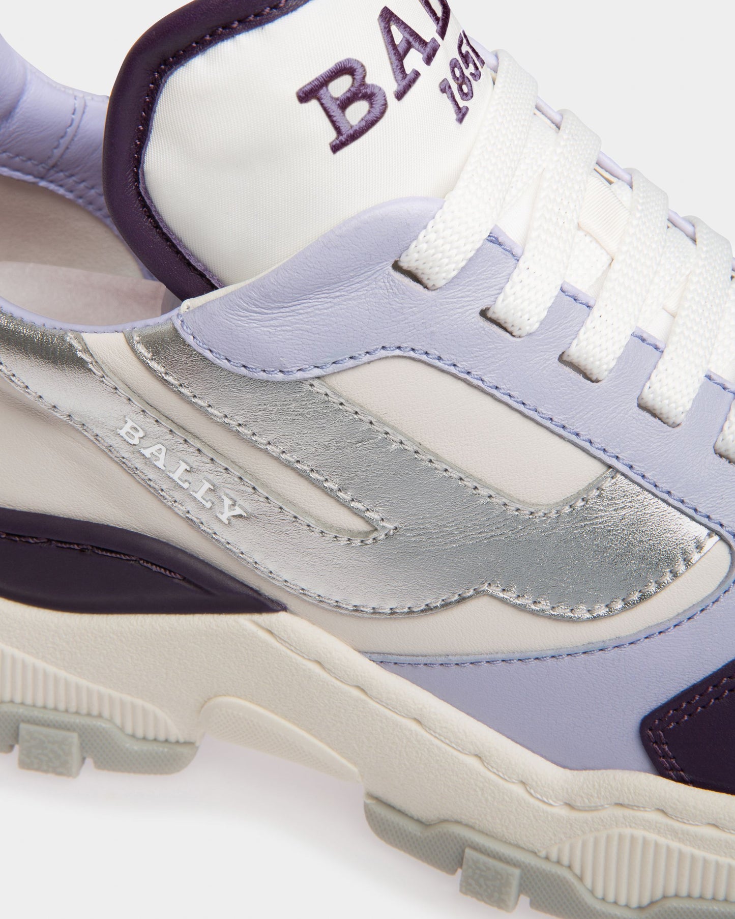 Holden Leather And Fabric Sneakers In Purple And White