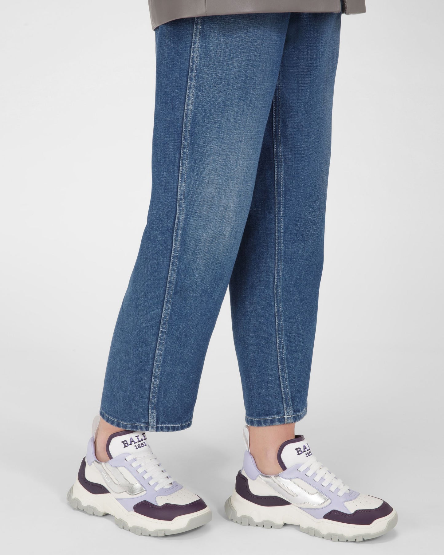 Holden Leather And Fabric Sneakers In Purple And White