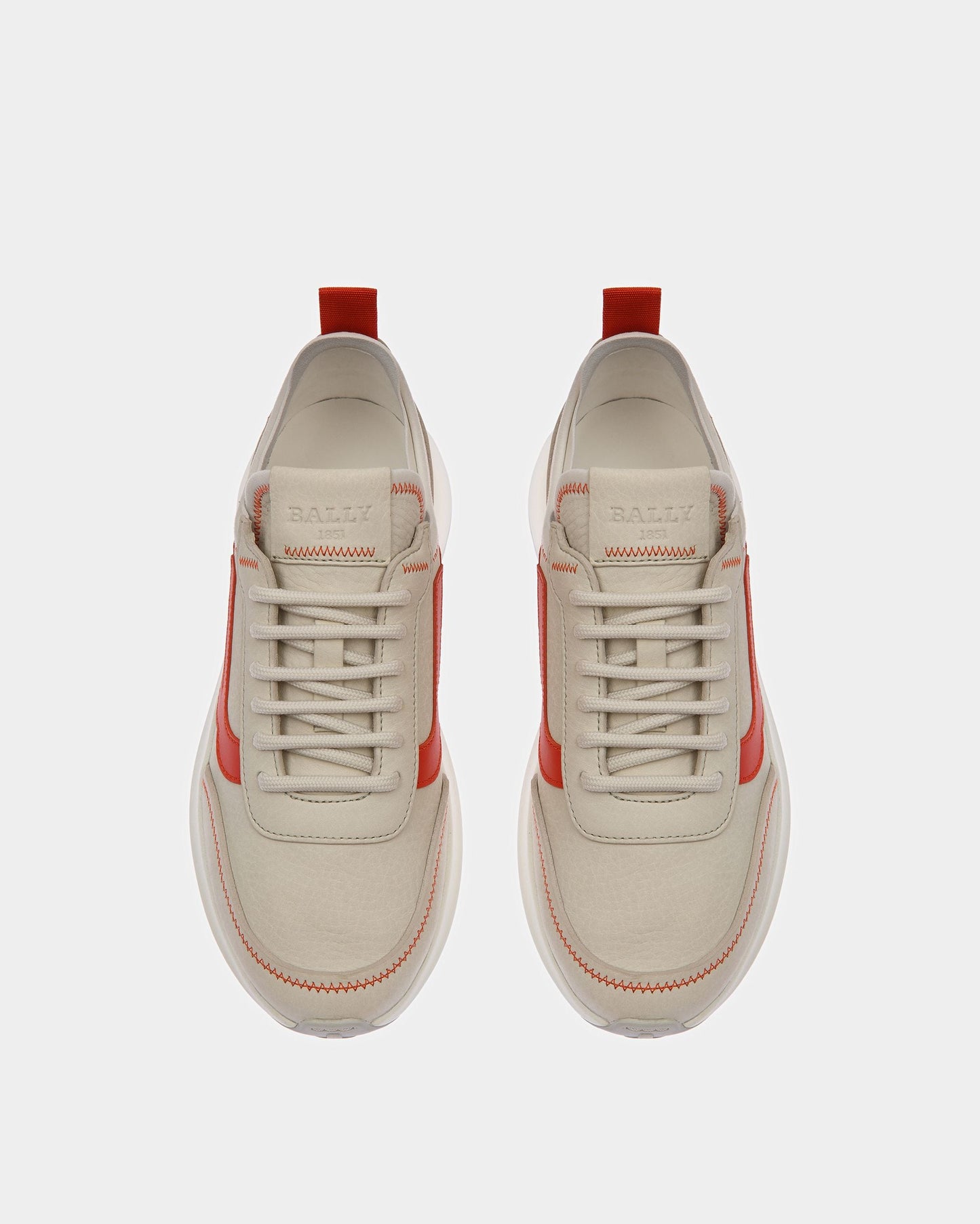 Darys Leather Sneakers In Dusty White And Orange