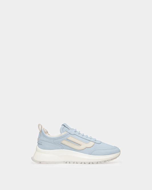 Darys Leather Sneakers In Light Blue And Light Beige