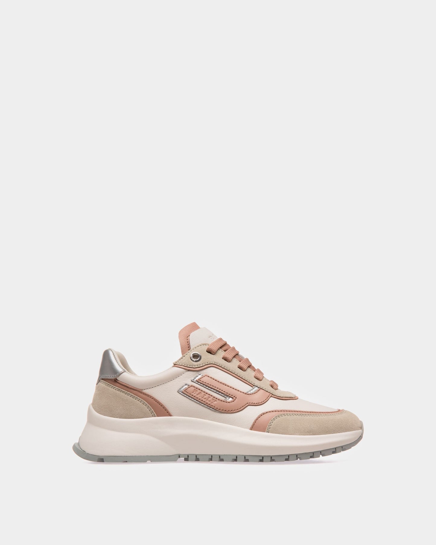 Demmy Leather Sneakers In Denty White & Pink