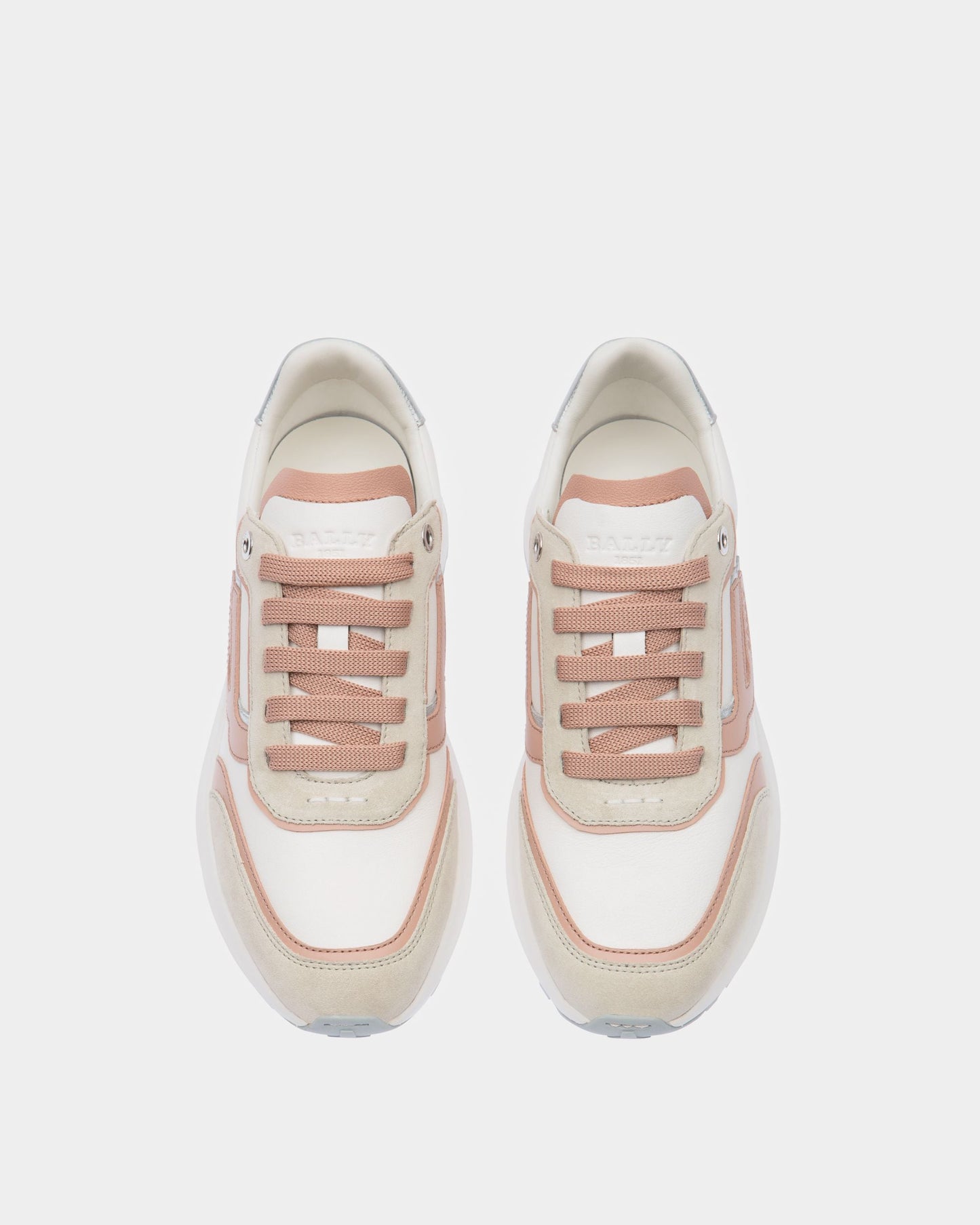 Demmy Leather Sneakers In Denty White & Pink