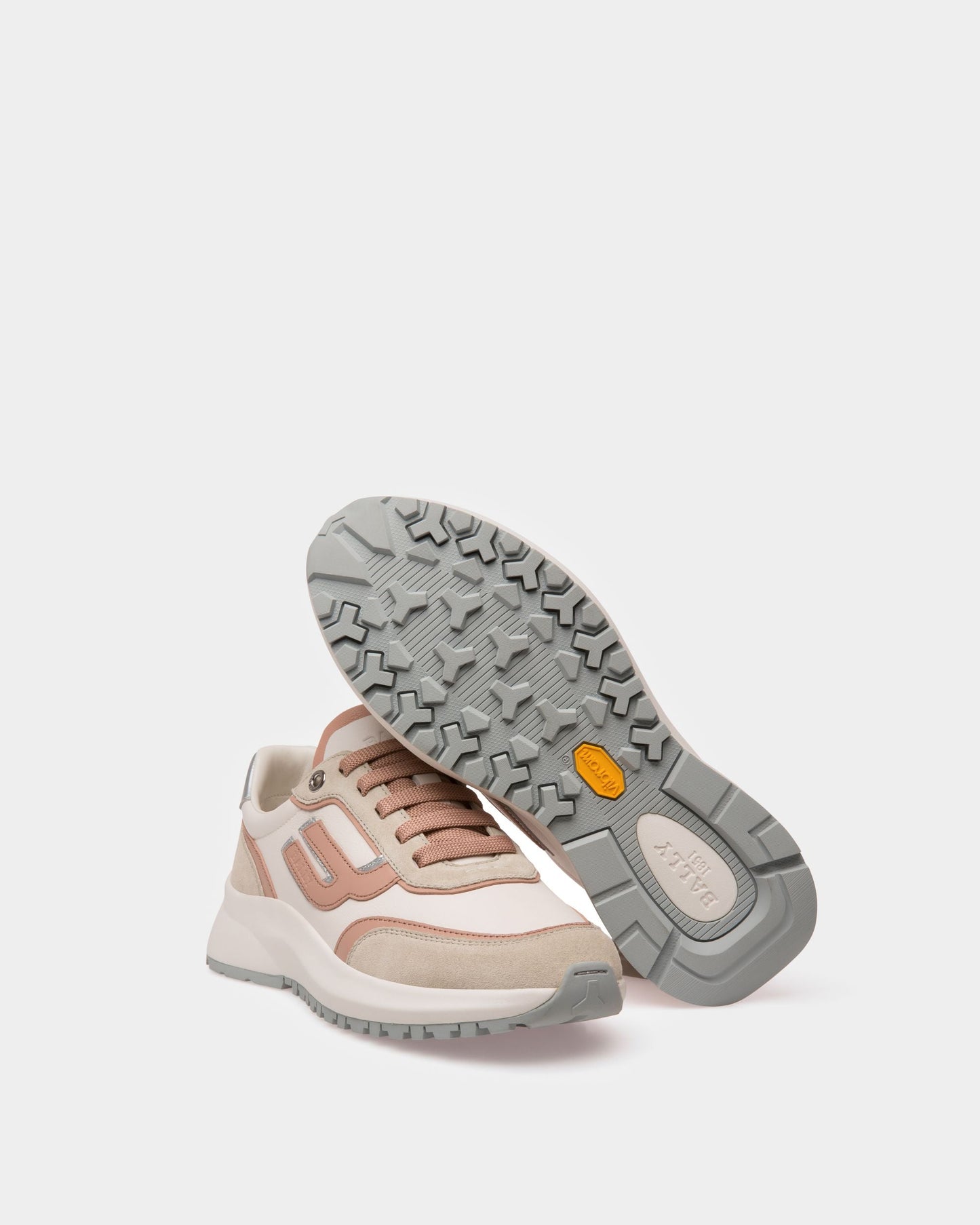 Demmy Leather Sneakers In Denty White & Pink