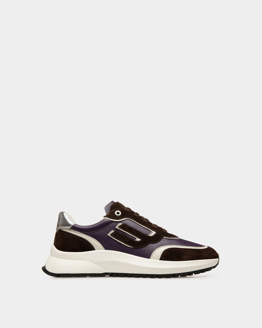 Demmy Leather Sneakers In Ebony Brown And Purple