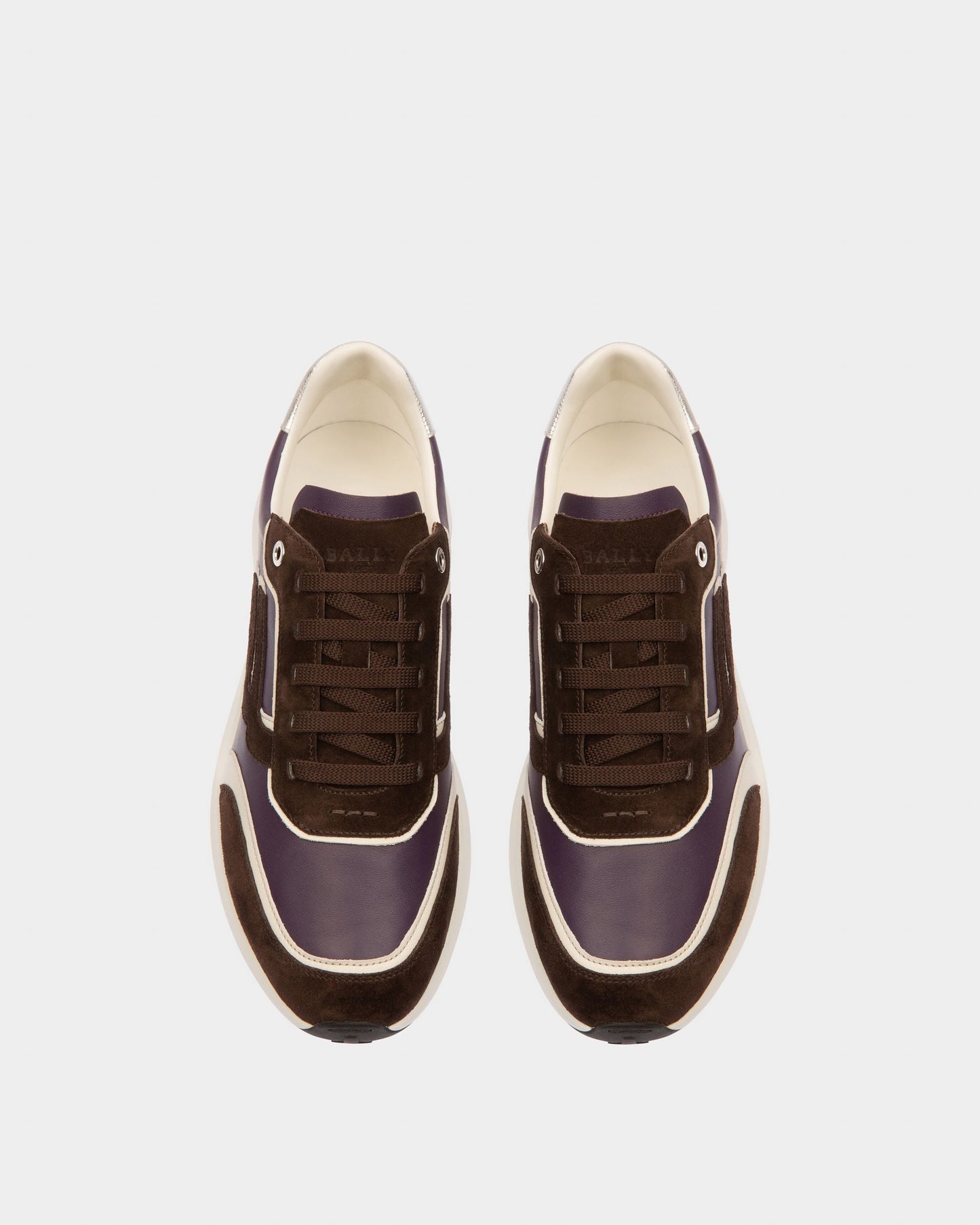 Demmy Leather Sneakers In Ebony Brown And Purple