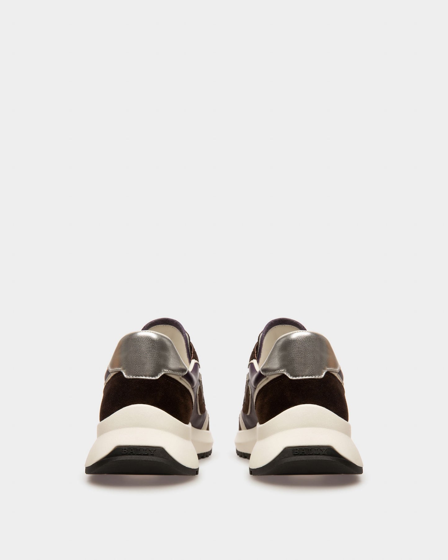 Demmy Leather Sneakers In Ebony Brown And Purple