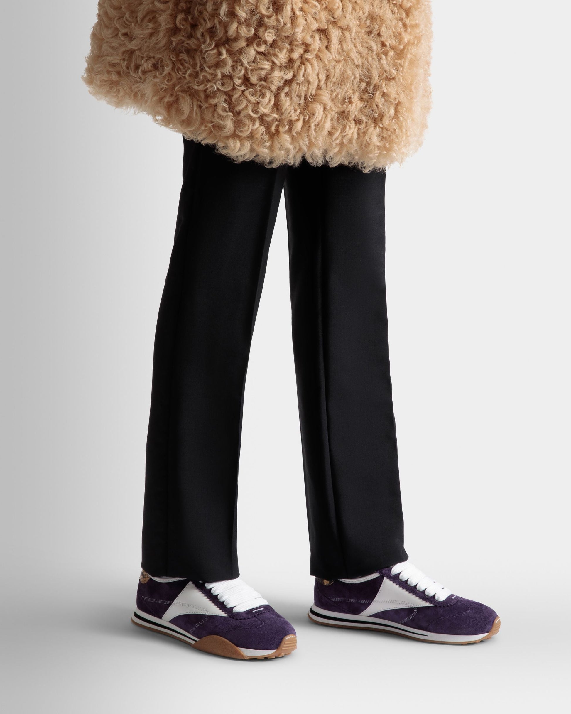 Sonney | Women's Sneakers | Orchid And White Leather | Bally | On Model Close Up