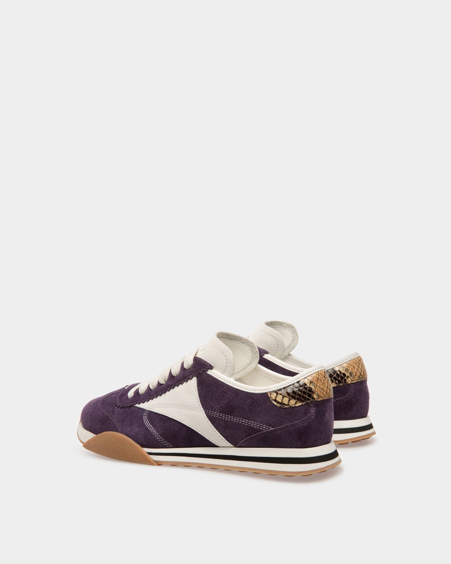 Sonney | Women's Sneakers | Orchid And White Leather | Bally | Still Life 3/4 Back