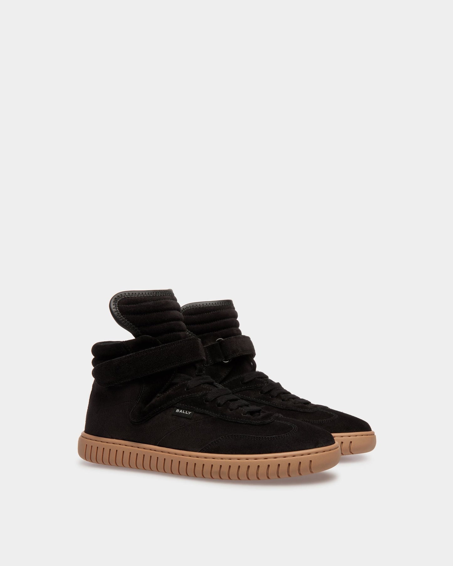 Parrel Mid | Women's Sneakers | Black And Amber Leather | Bally | Still Life 3/4 Front
