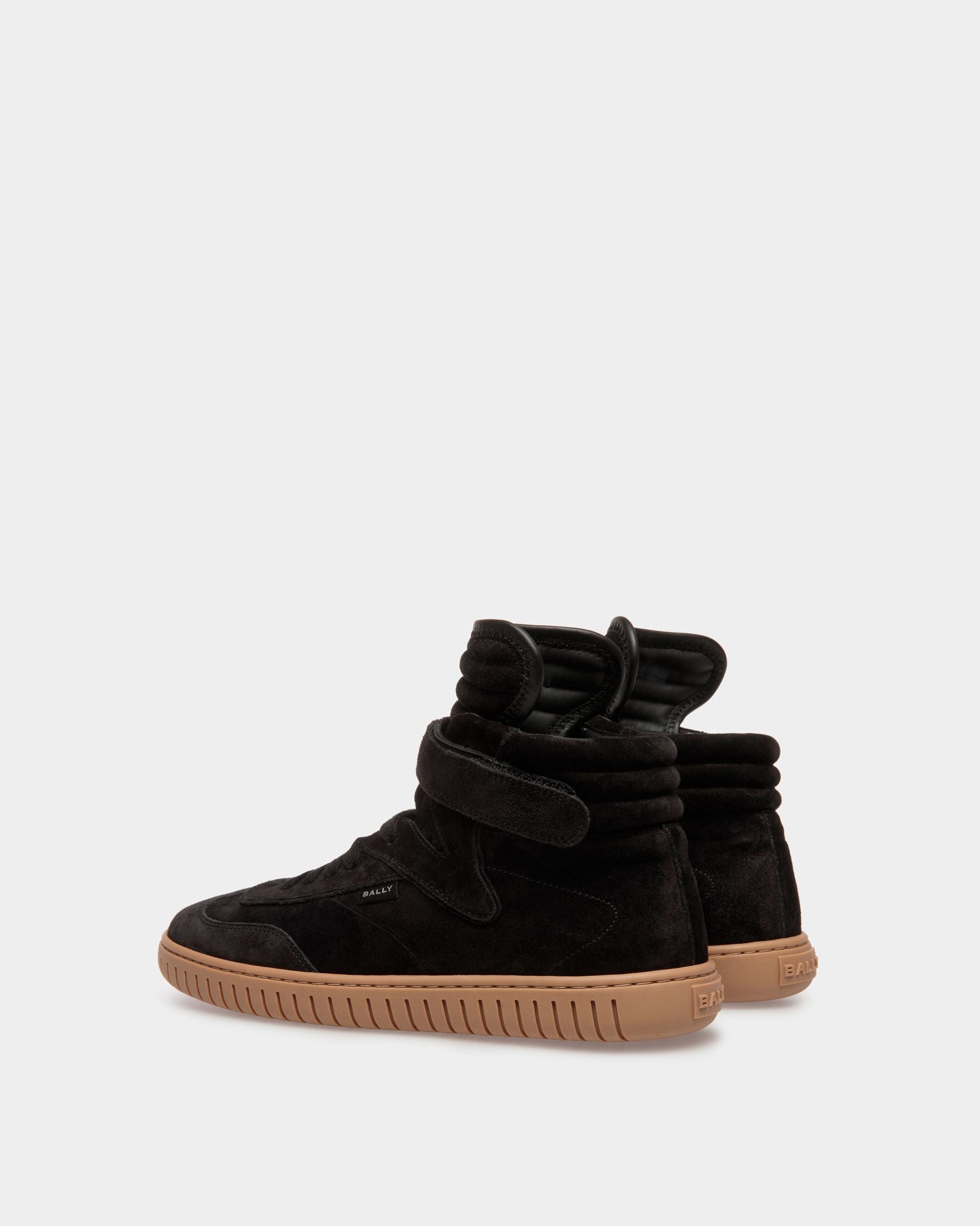 Parrel Mid | Women's Sneakers | Black And Amber Leather | Bally | Still Life 3/4 Back