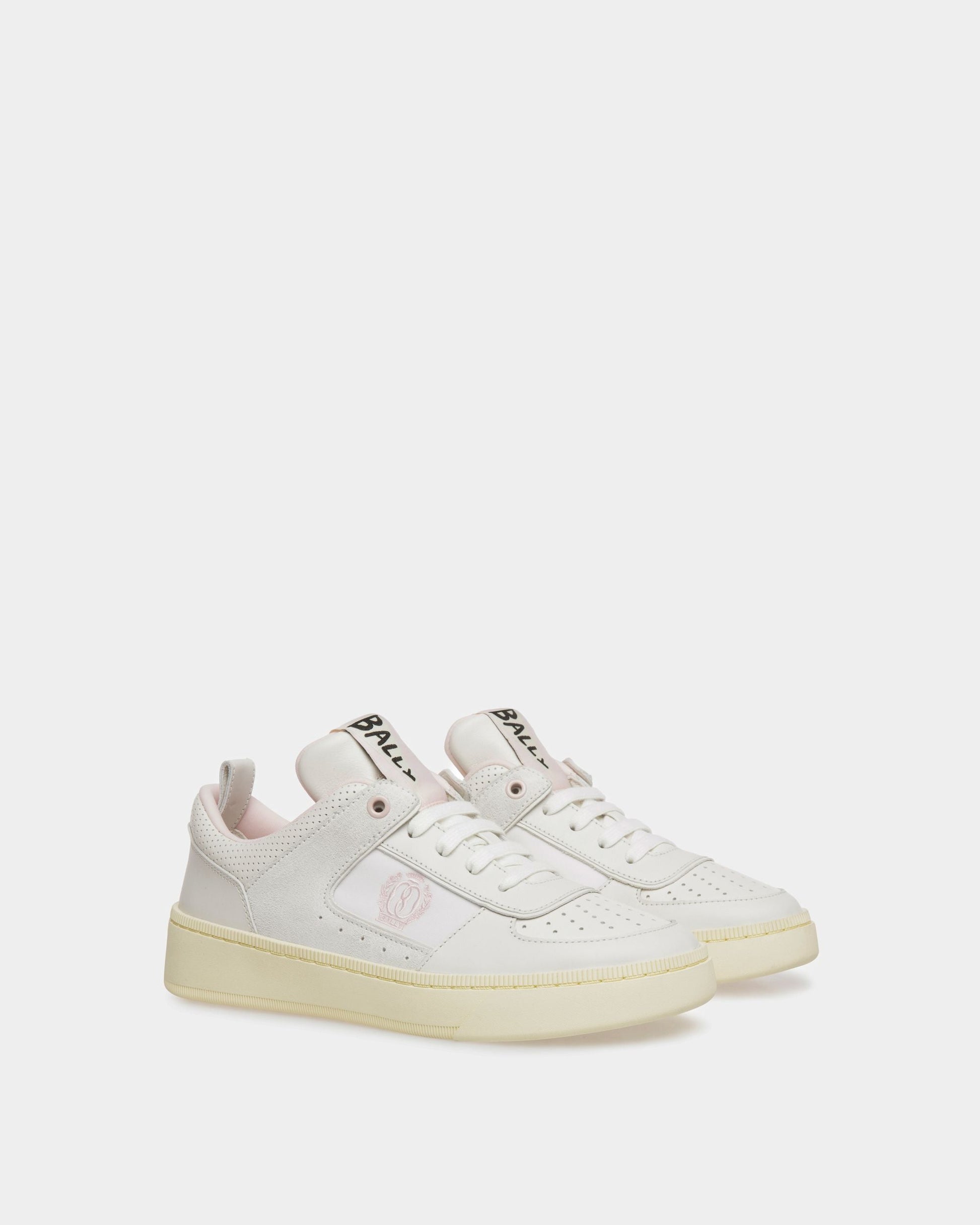 Riweira | Women's Sneakers | White And Pink Leather | Bally | Still Life 3/4 Front