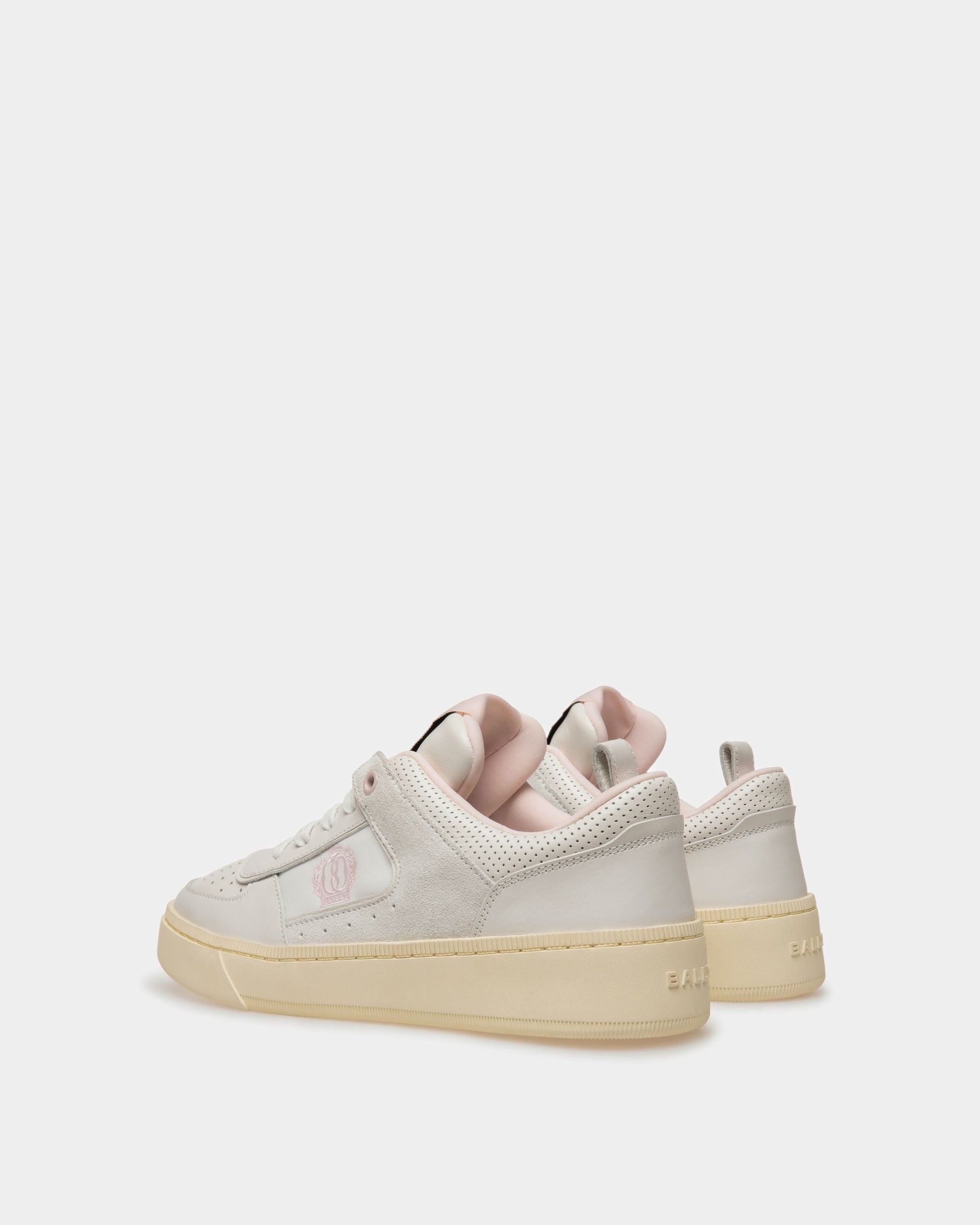 Riweira | Women's Sneakers | White And Pink Leather | Bally | Still Life 3/4 Back