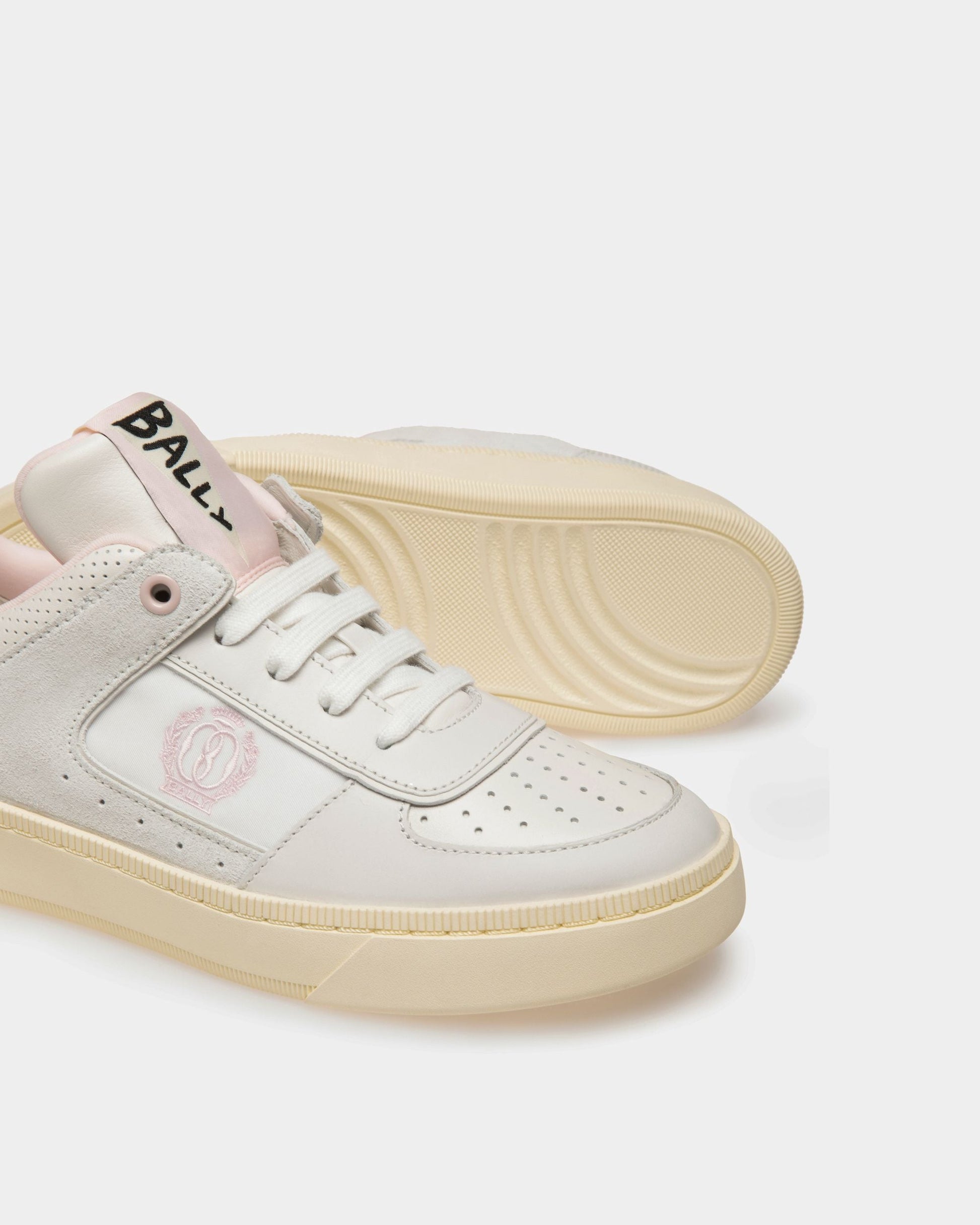Riweira | Women's Sneakers | White And Pink Leather | Bally | Still Life Below