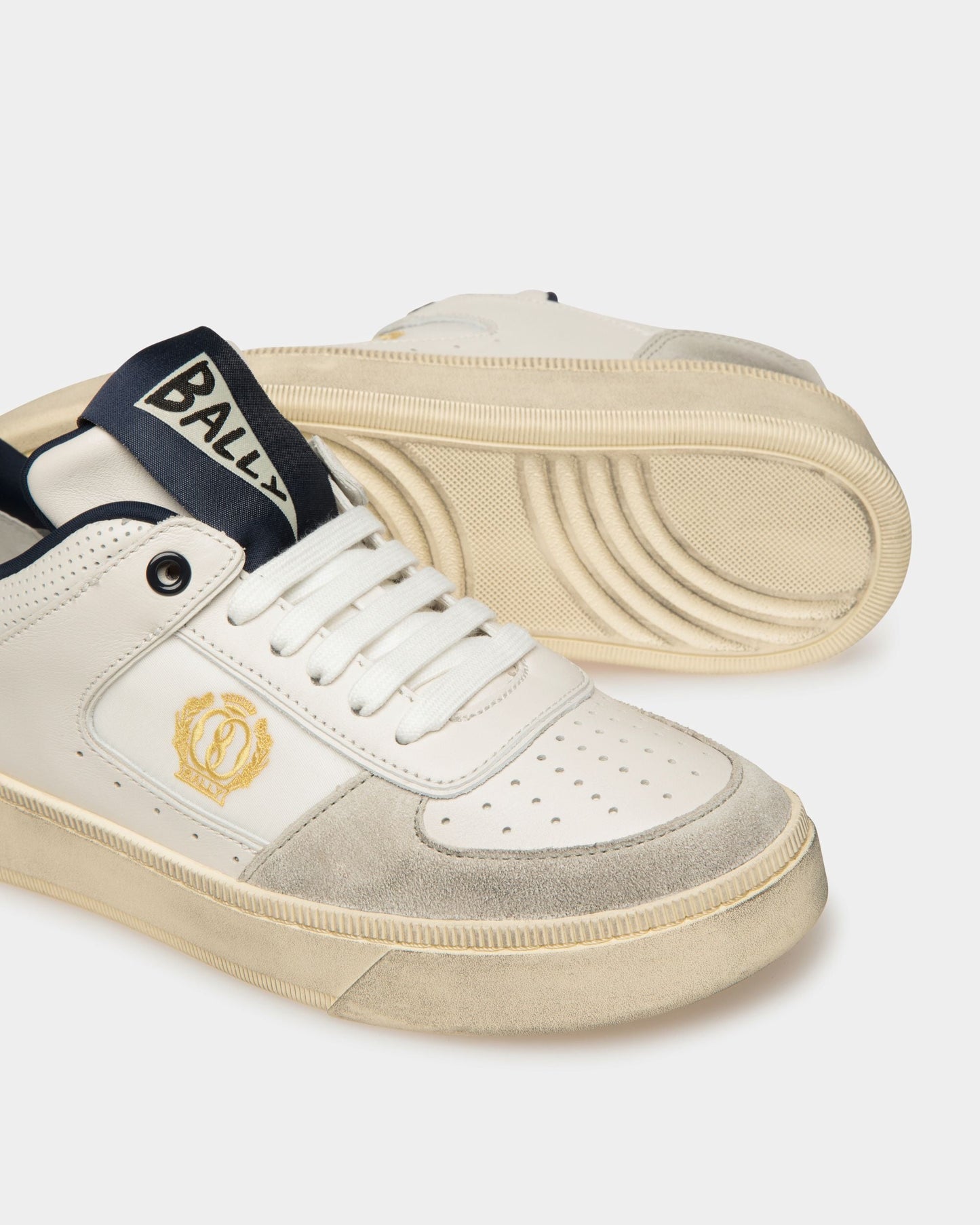 Riweira | Women's Sneakers | Dusty White And Midnight Leather | Bally | Still Life Below