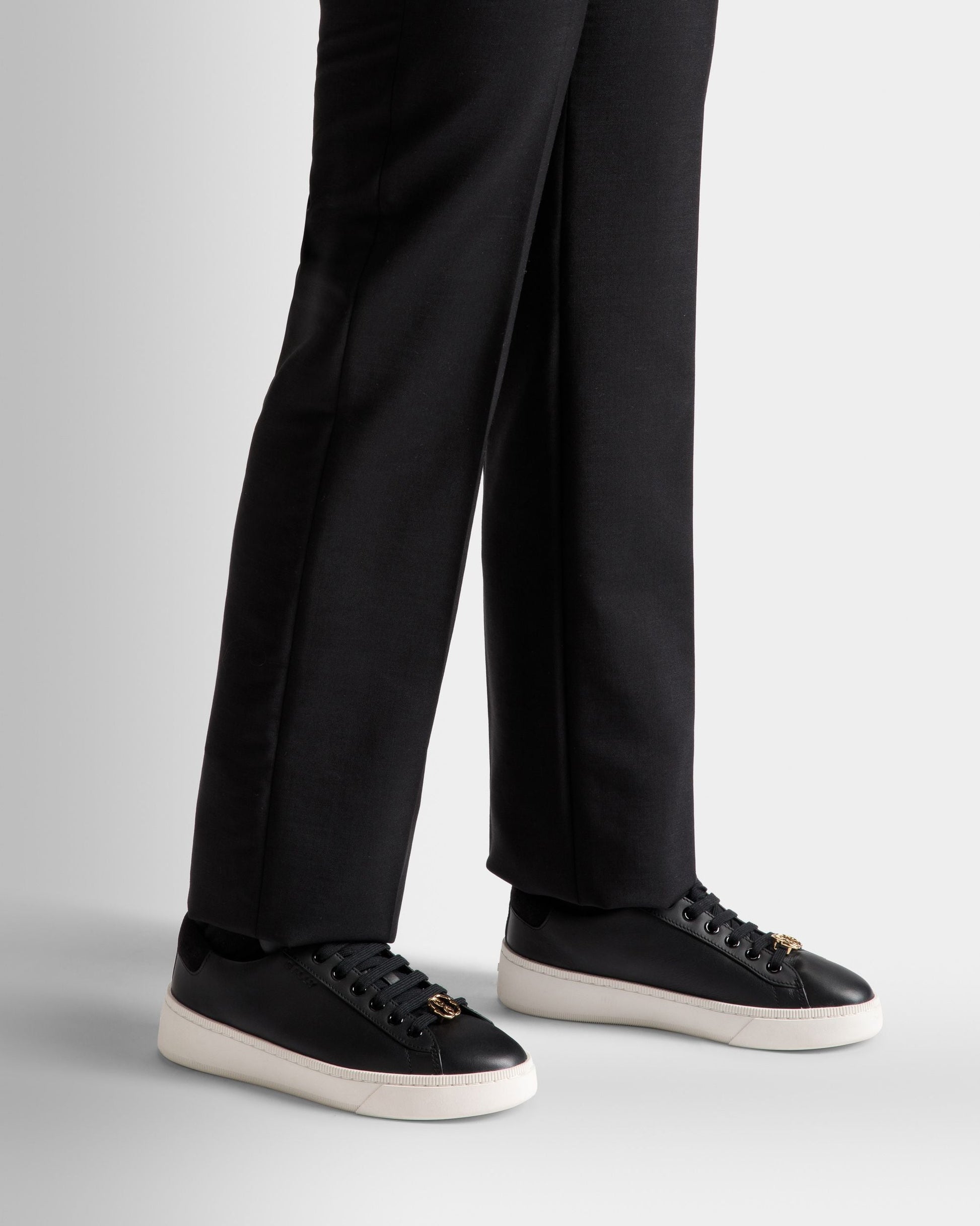 Ryver | Women's Sneakers | Black And White Leather | Bally | On Model Close Up