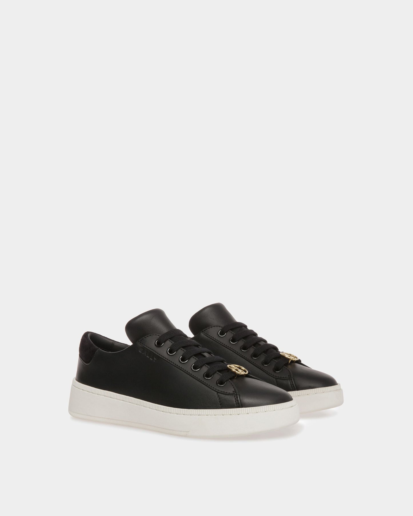 Ryver | Women's Sneakers | Black And White Leather | Bally | Still Life 3/4 Front
