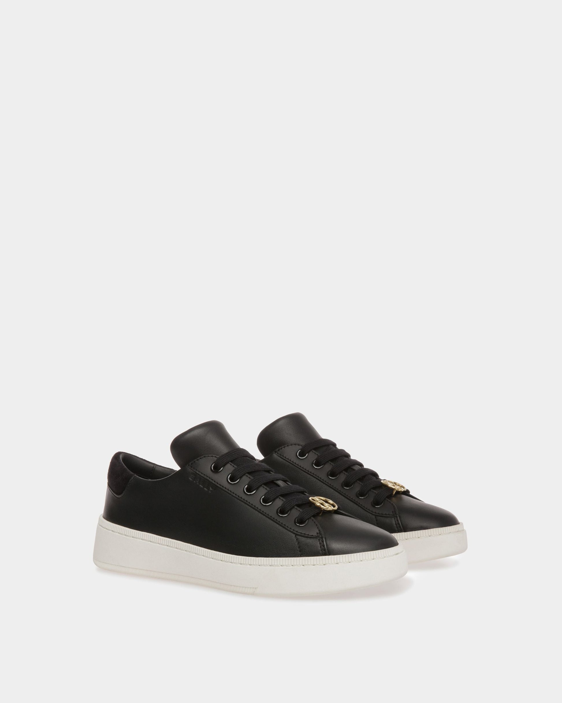 Ryver | Women's Sneakers | Black And White Leather | Bally | Still Life 3/4 Front