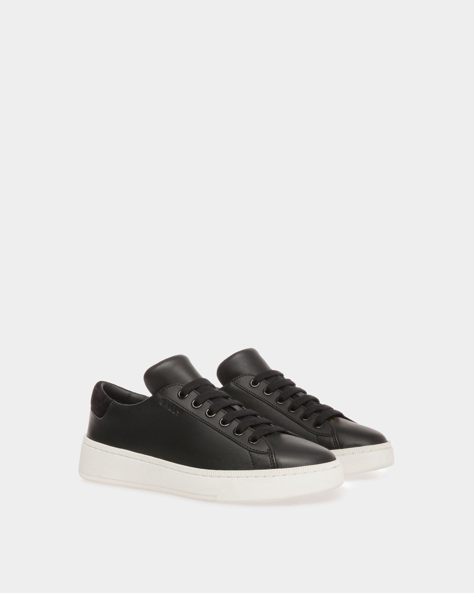 Ryver | Women's Sneakers | Black And White Leather | Bally | Still Life 3/4 Back