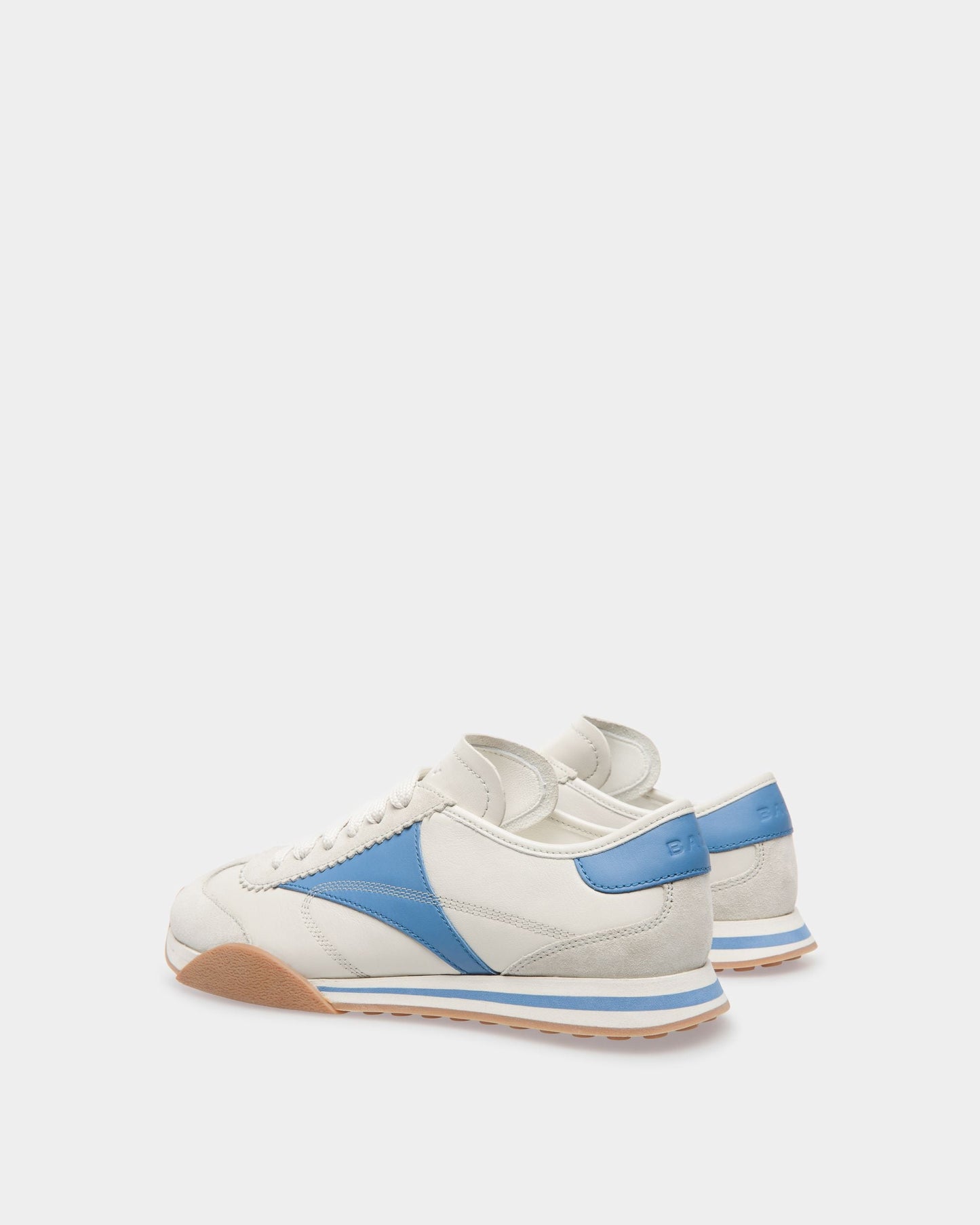 Sonney | Women's Sneakers | Dusty White And Black Leather | Bally | Still Life 3/4 Back
