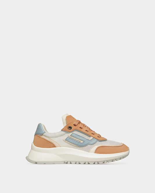 Demmy Leather And Fabric Sneakers In Peach