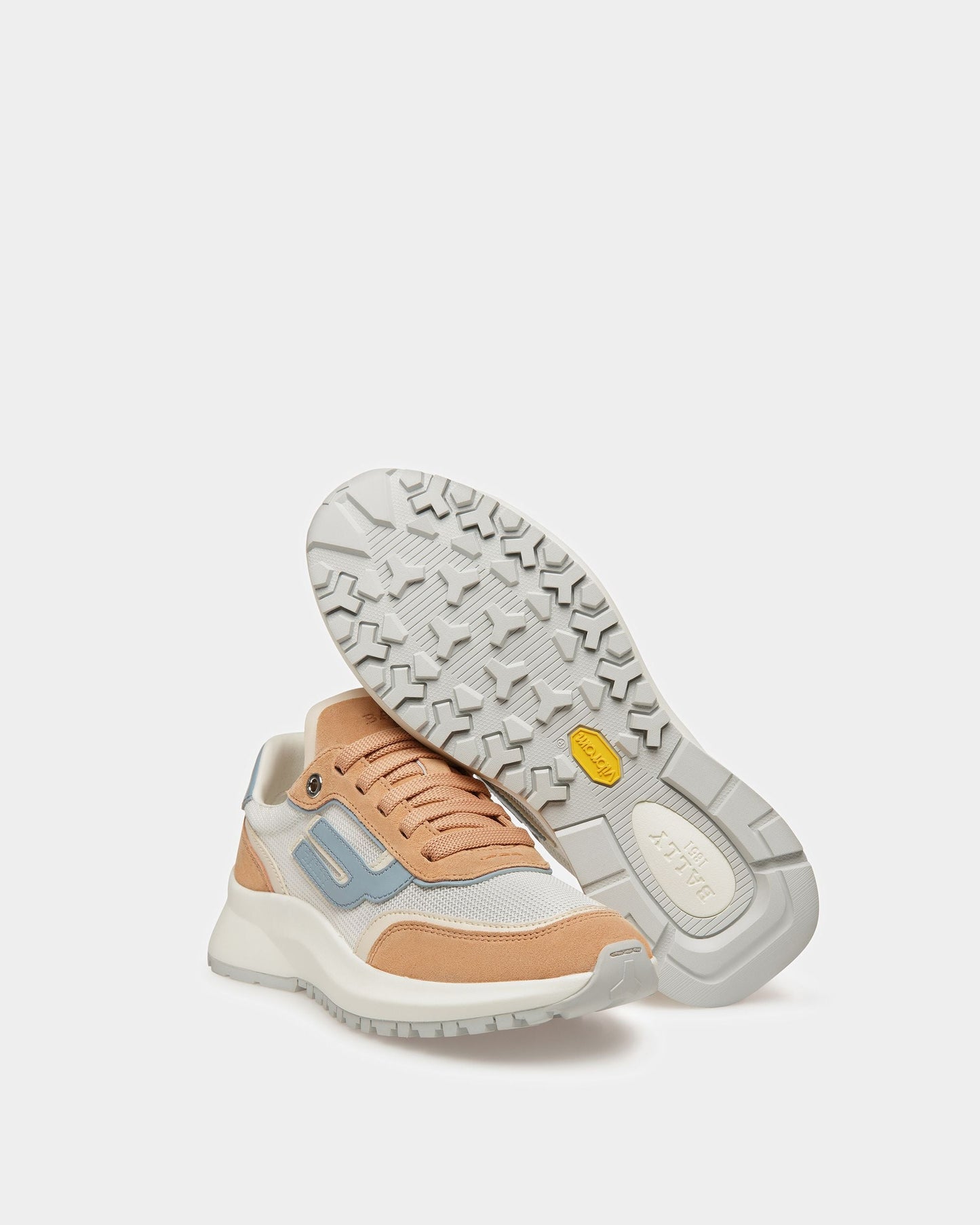 Demmy Leather And Fabric Sneakers In Peach