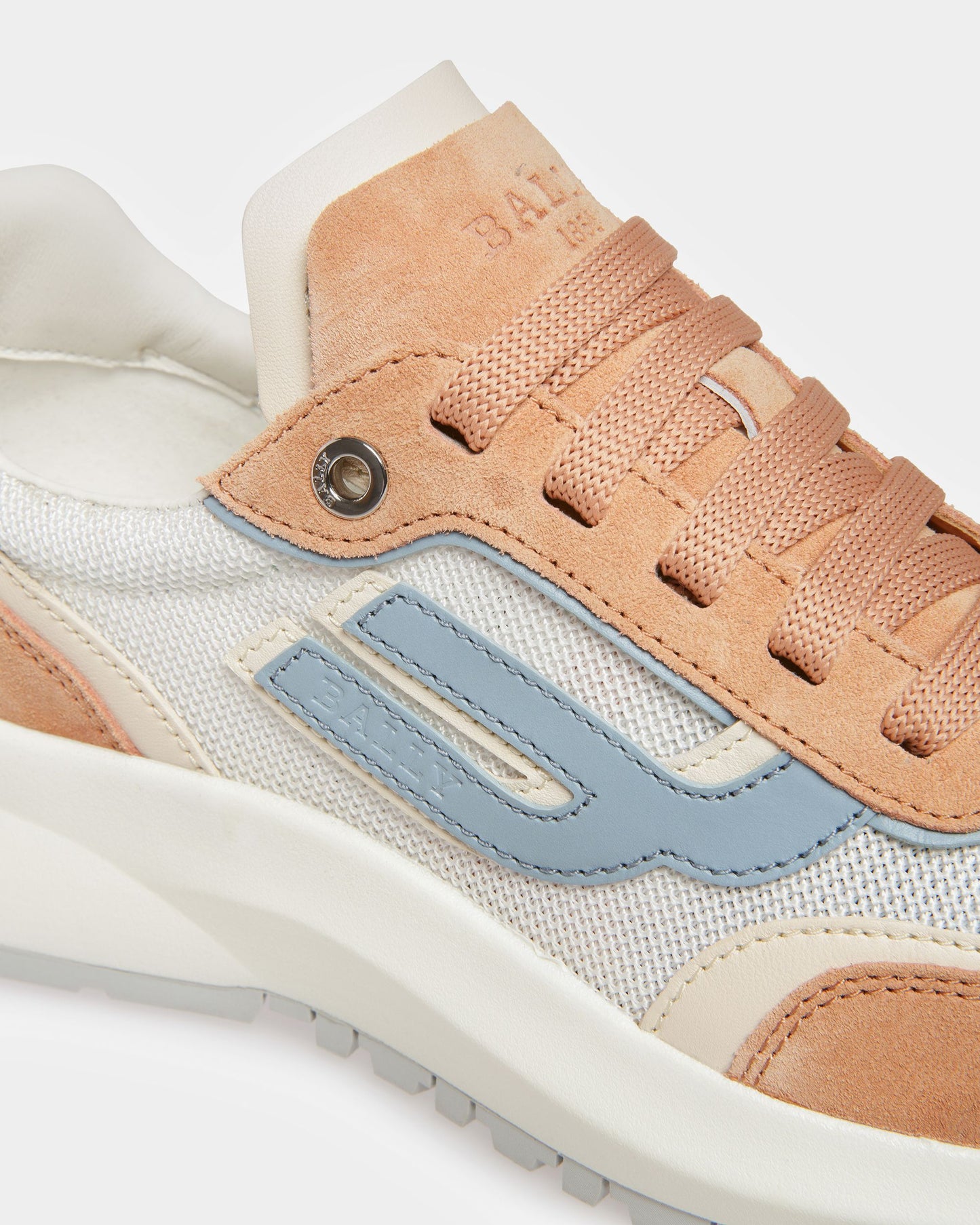 Demmy Leather And Fabric Sneakers In Peach