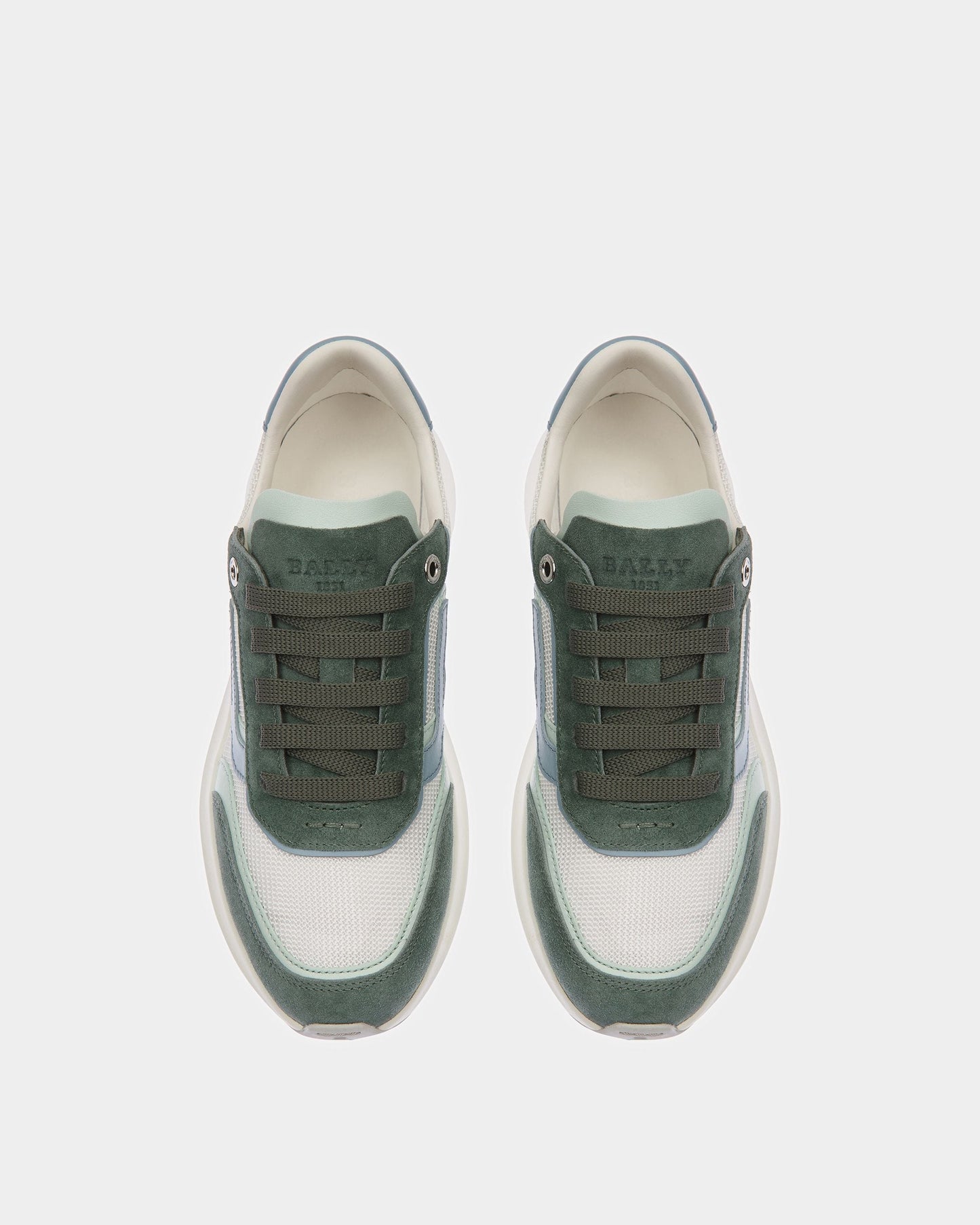 Demmy Leather And Fabric Sneakers In Sage