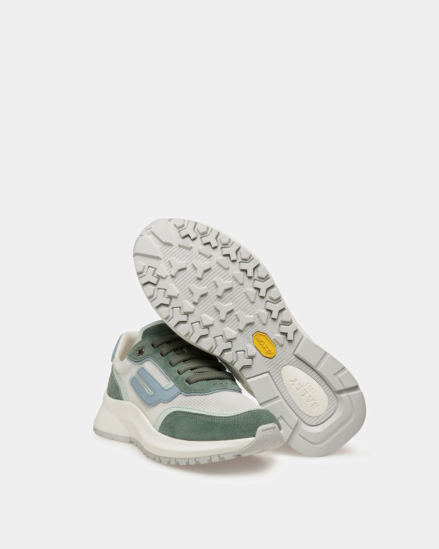 Demmy Leather And Fabric Sneakers In Sage