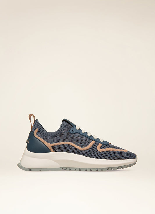 Outline Sneaker in Blue Knit Fabric