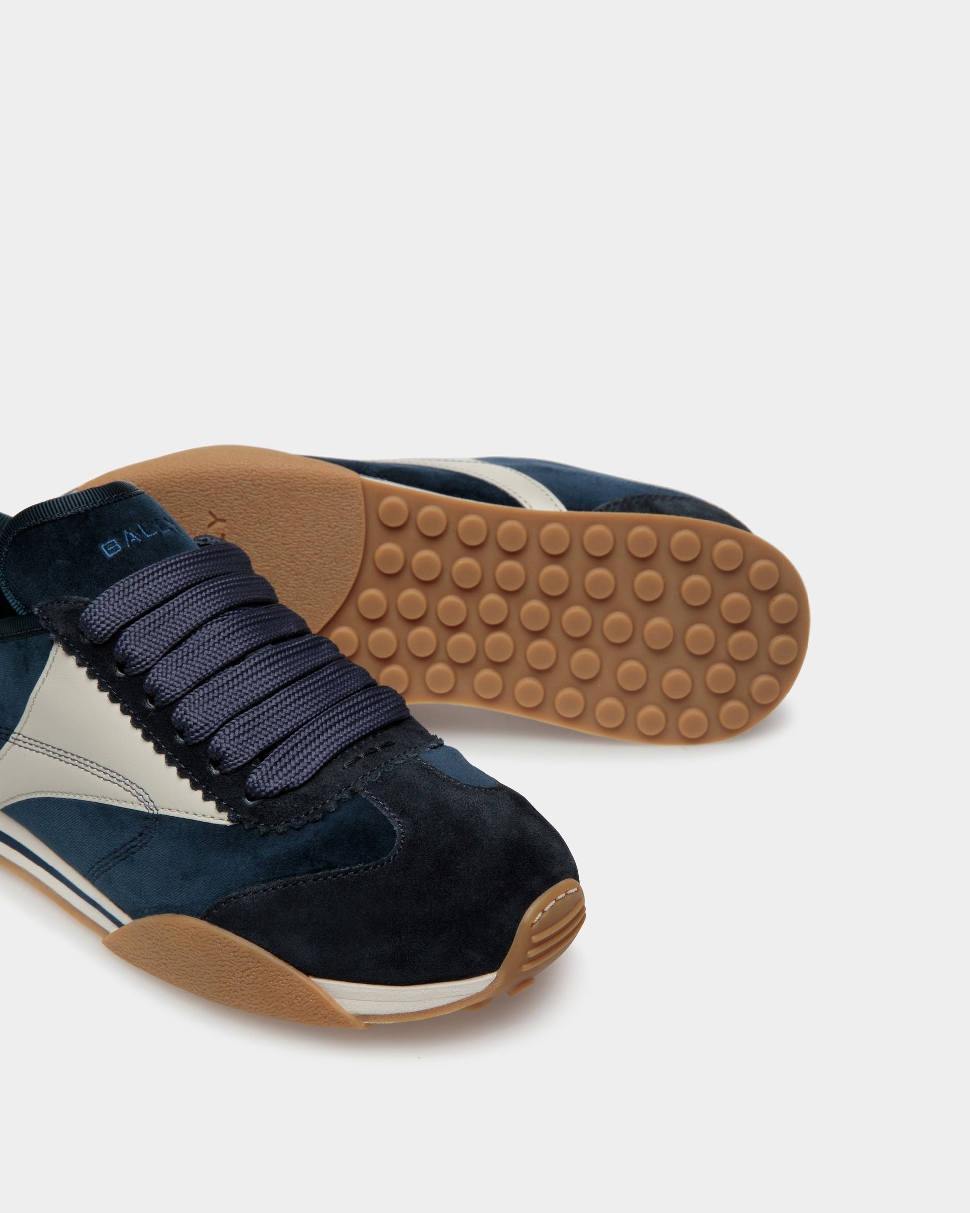 Sonney | Women's Sneakers | Midnight And Dusty White Leather And Cotton | Bally | Still Life Below