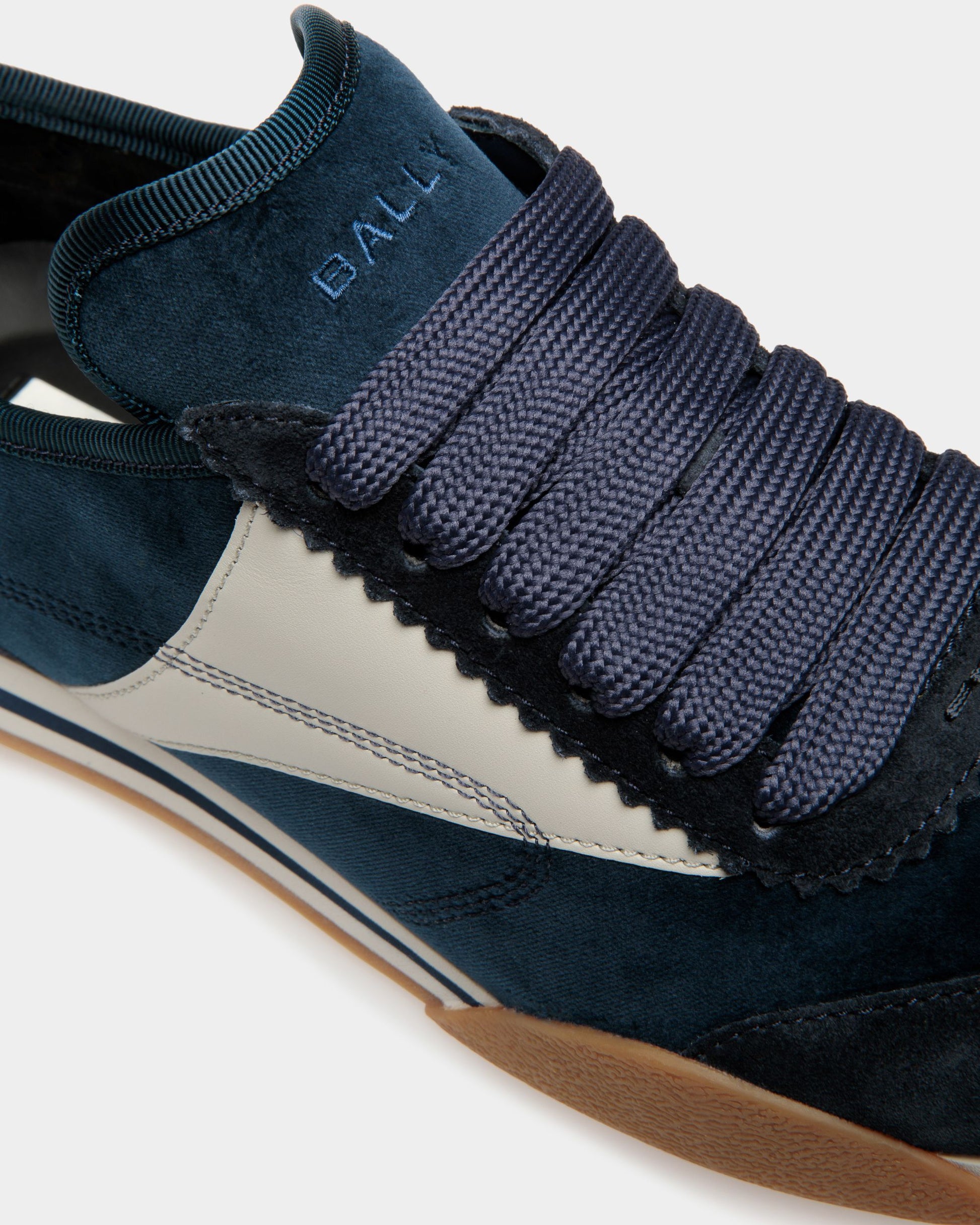 Sonney | Women's Sneakers | Midnight And Dusty White Leather And Cotton | Bally | Still Life Detail