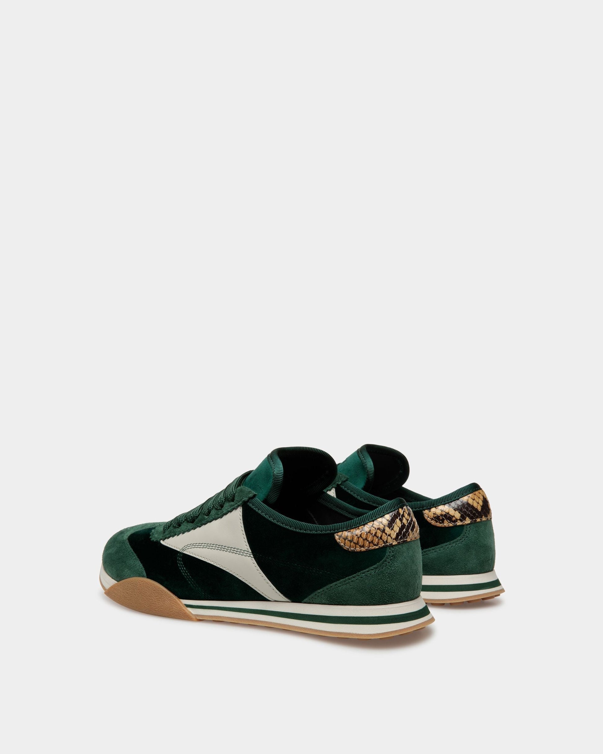 Sonney | Women's Sneakers | Peppermint And Dusty White Leather And Cotton | Bally | Still Life 3/4 Back