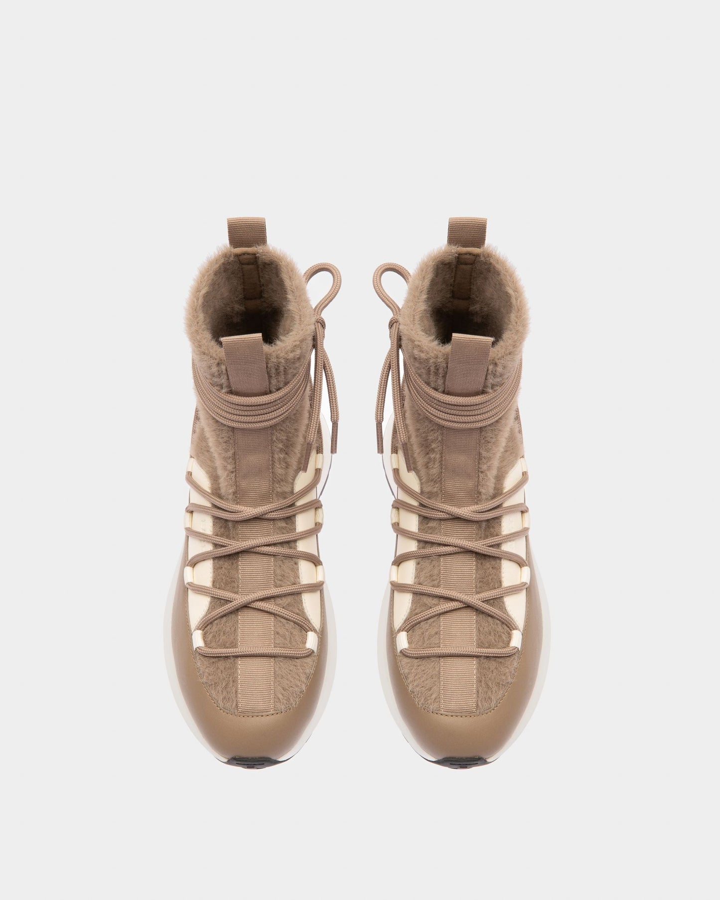 Dalyla Cashmere & Leather Boots In Taupe & Bone