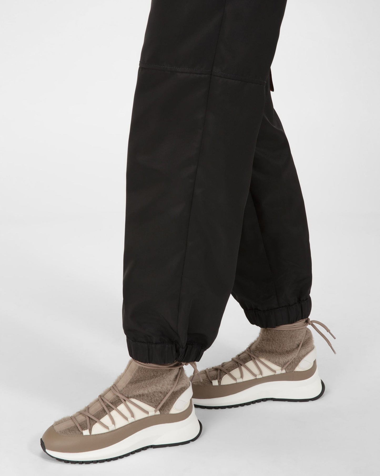Dalyla Cashmere & Leather Boots In Taupe & Bone